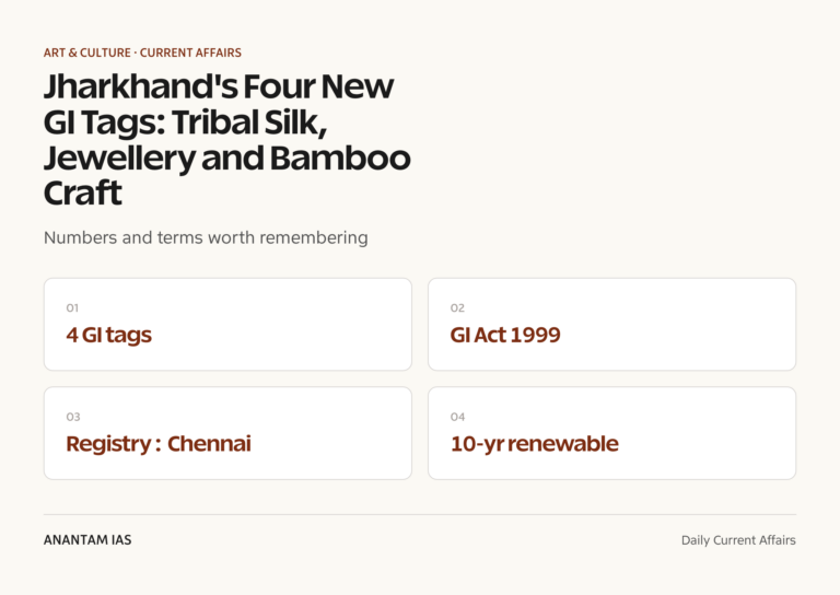 Jharkhand's Four New GI Tags: Tribal Silk, Jewellery and Bamboo Craft graphic 1 for UPSC current affairs
