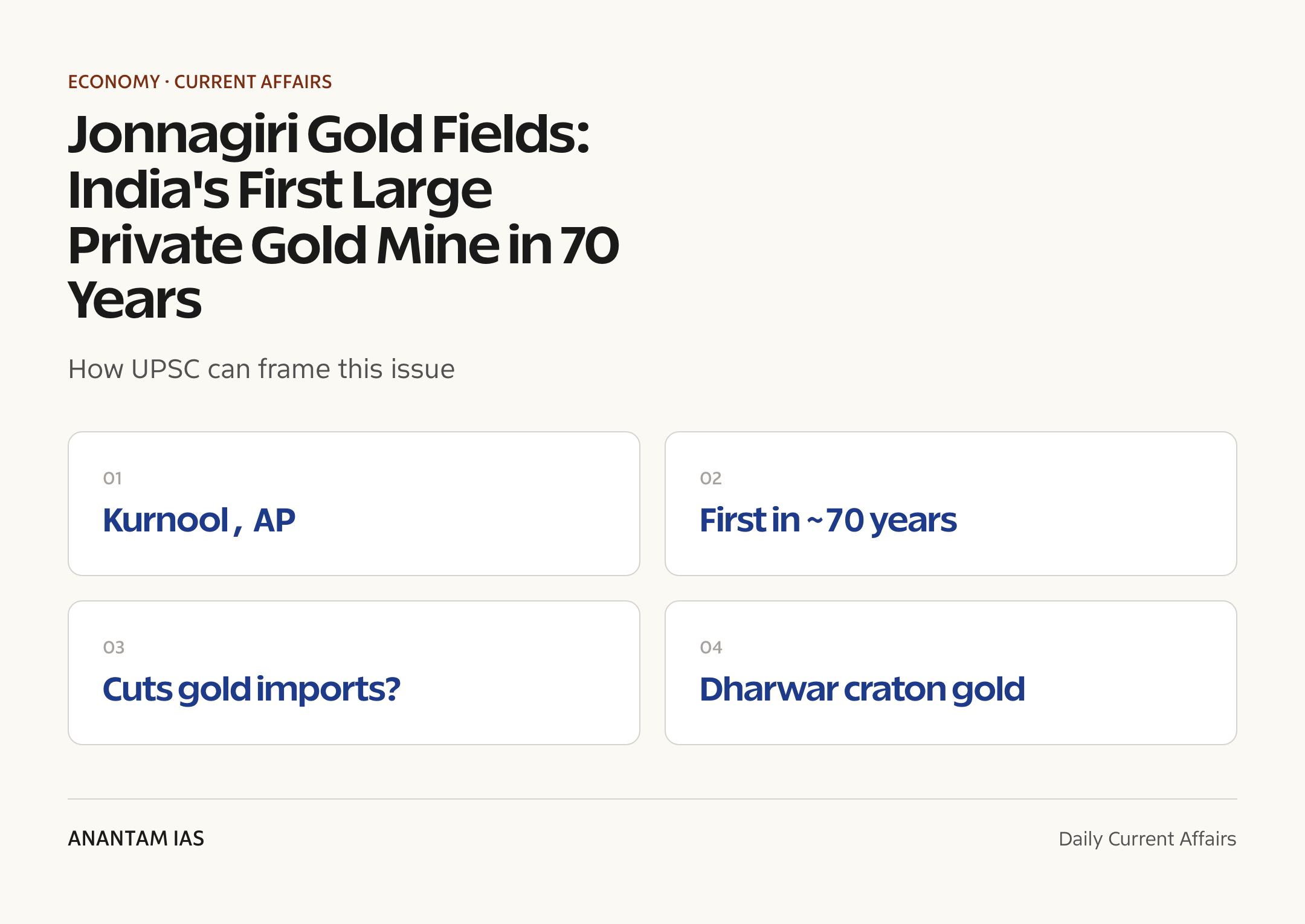 Jonnagiri Gold Fields: India's First Large Private Gold Mine in 70 Years — exam lens