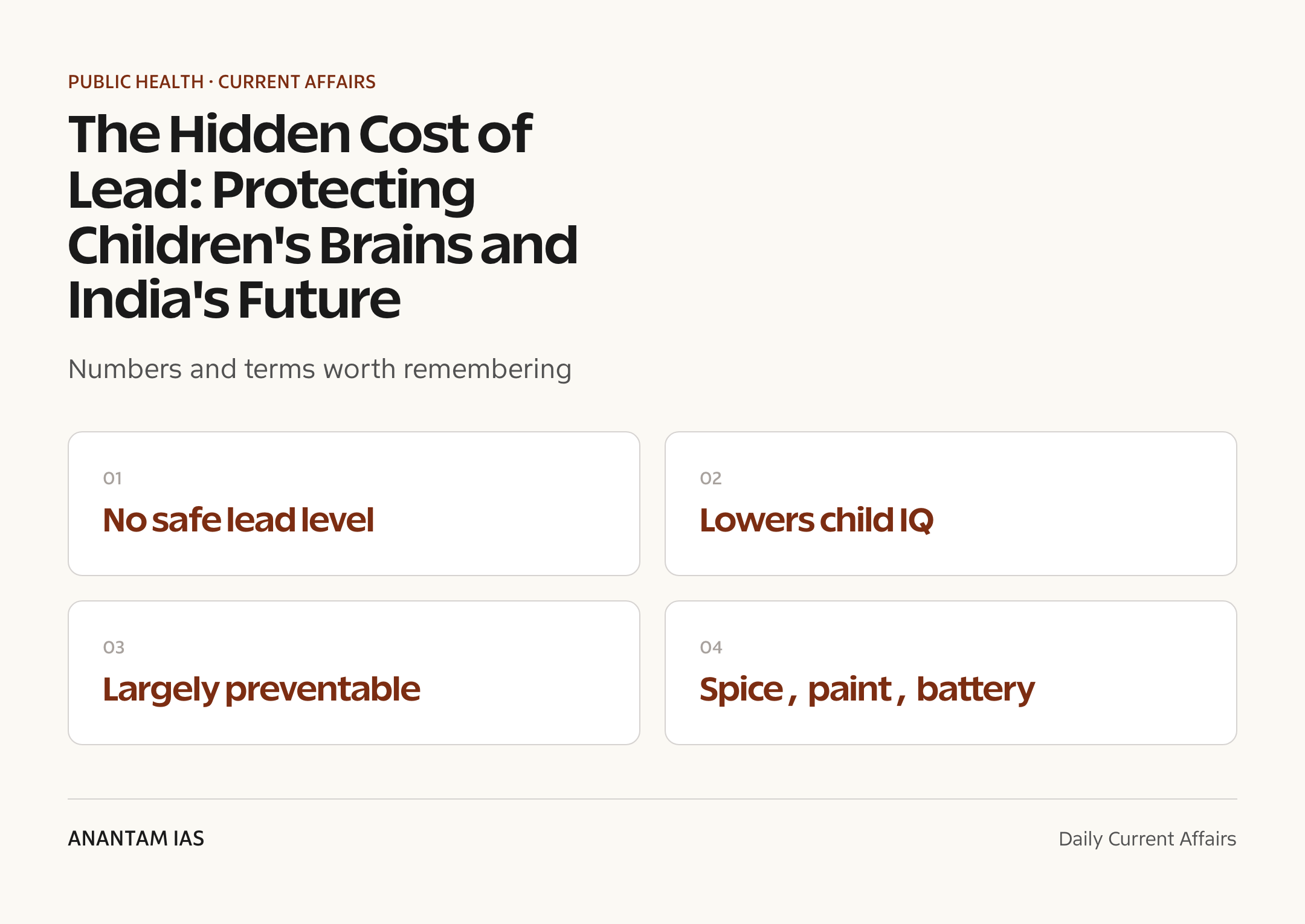 The Hidden Cost of Lead: Protecting Children's Brains and India's Future — quick facts