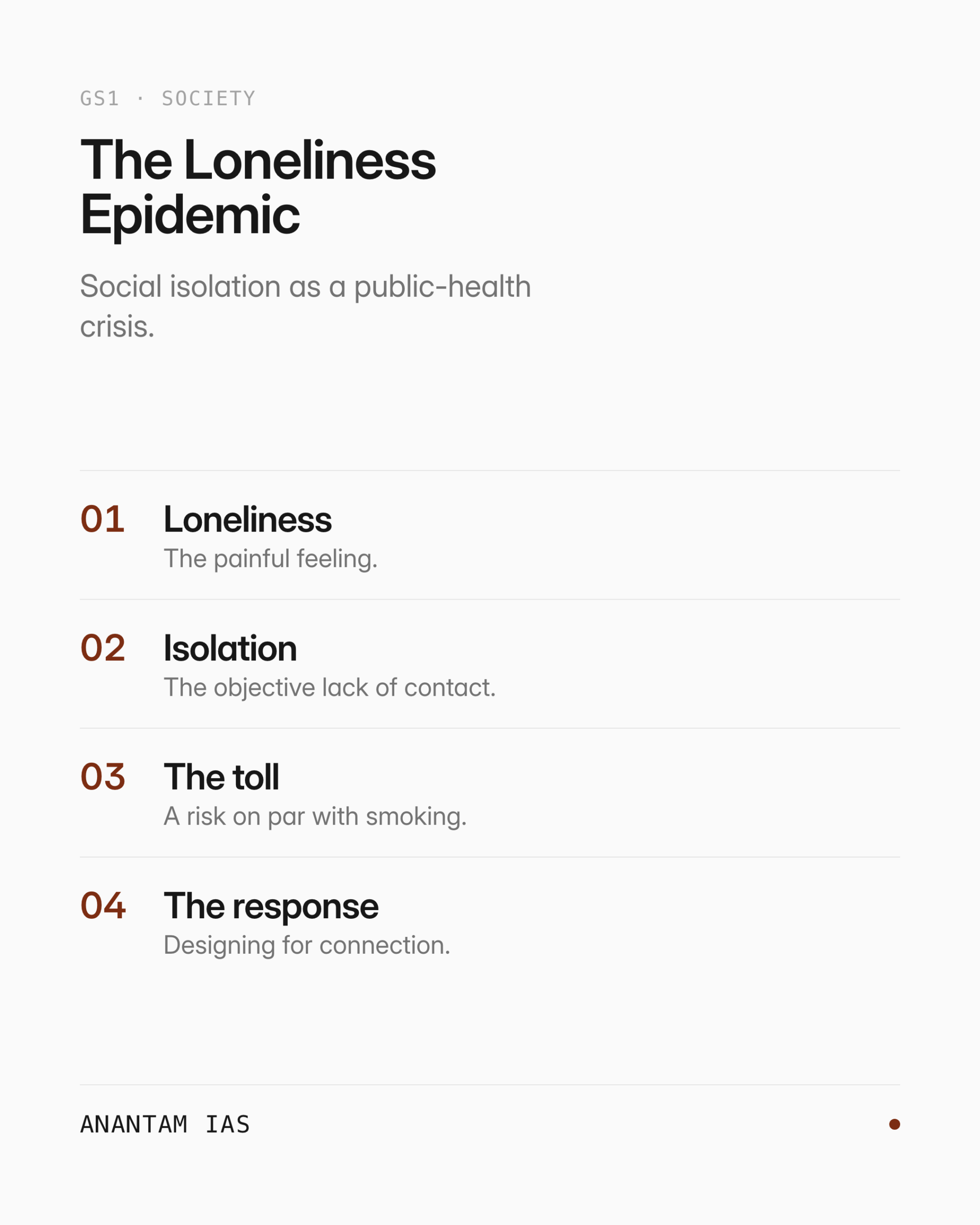 अकेलेपन की महामारी — एक नज़र में मुख्य बातें