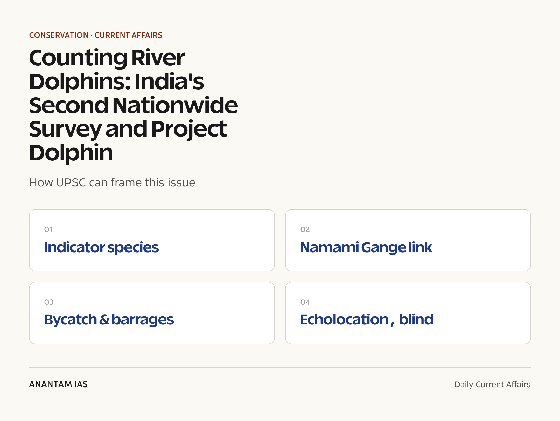 Counting River Dolphins: India's Second Nationwide Survey and Project Dolphin — exam lens