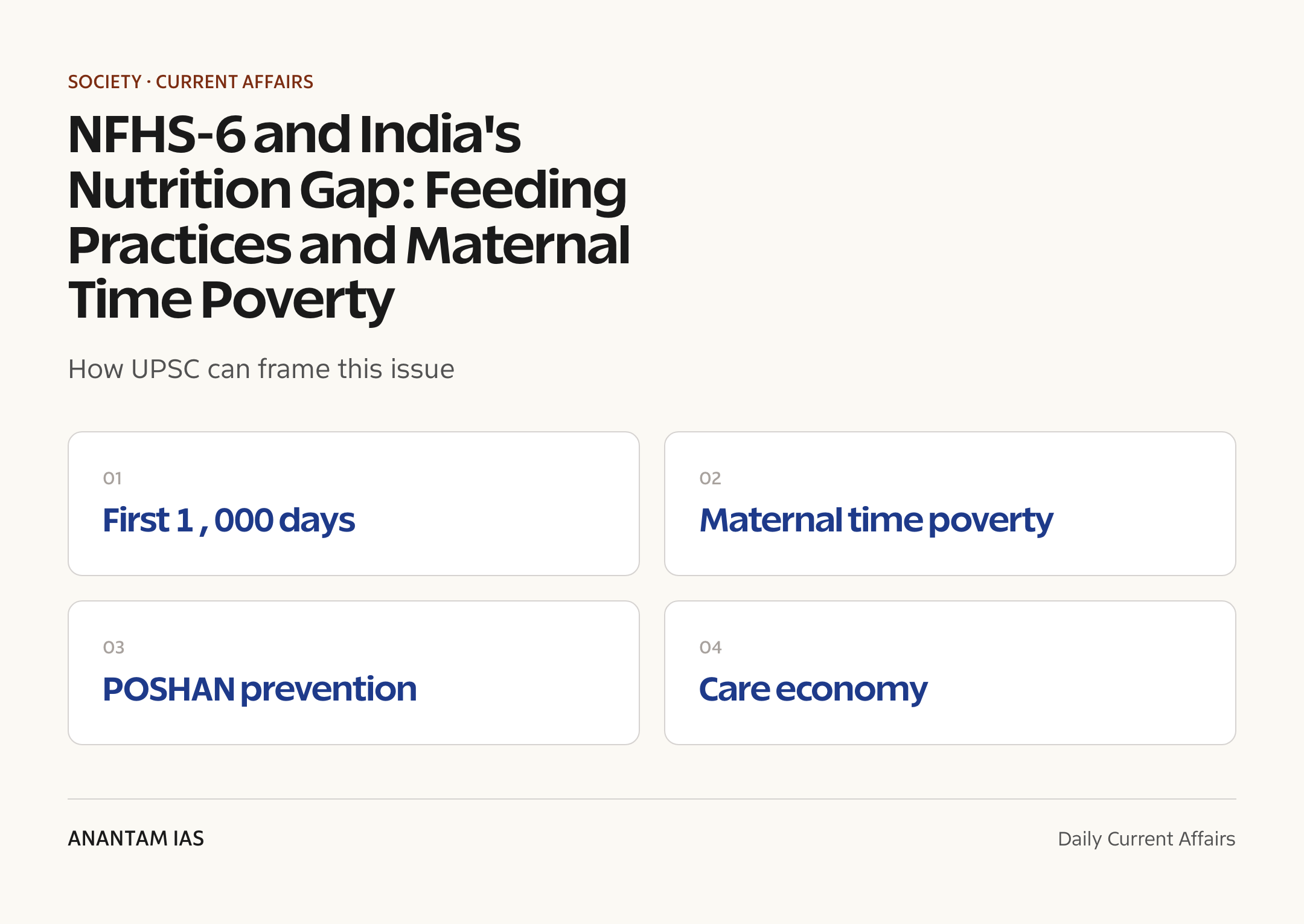 NFHS-6 and India's Nutrition Gap: Feeding Practices and Maternal Time Poverty — exam lens