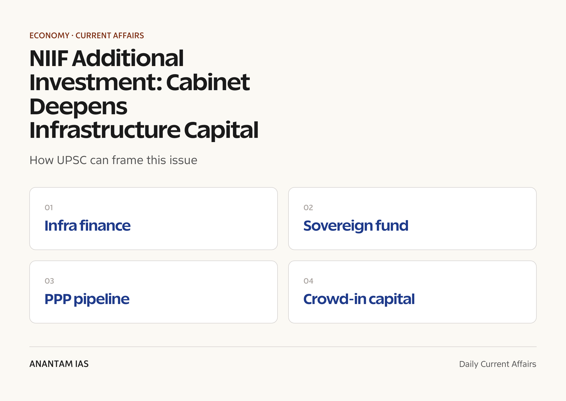 NIIF Additional Investment: Cabinet Deepens Infrastructure Capital — exam lens