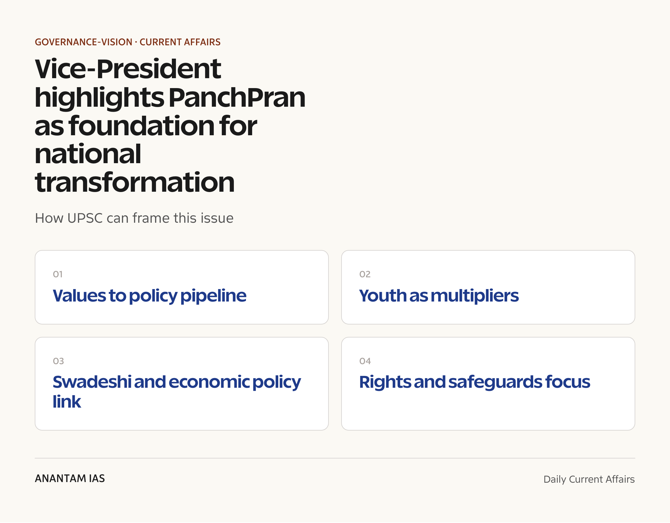 Vice‑President highlights PanchPran as foundation for national transformation — exam lens