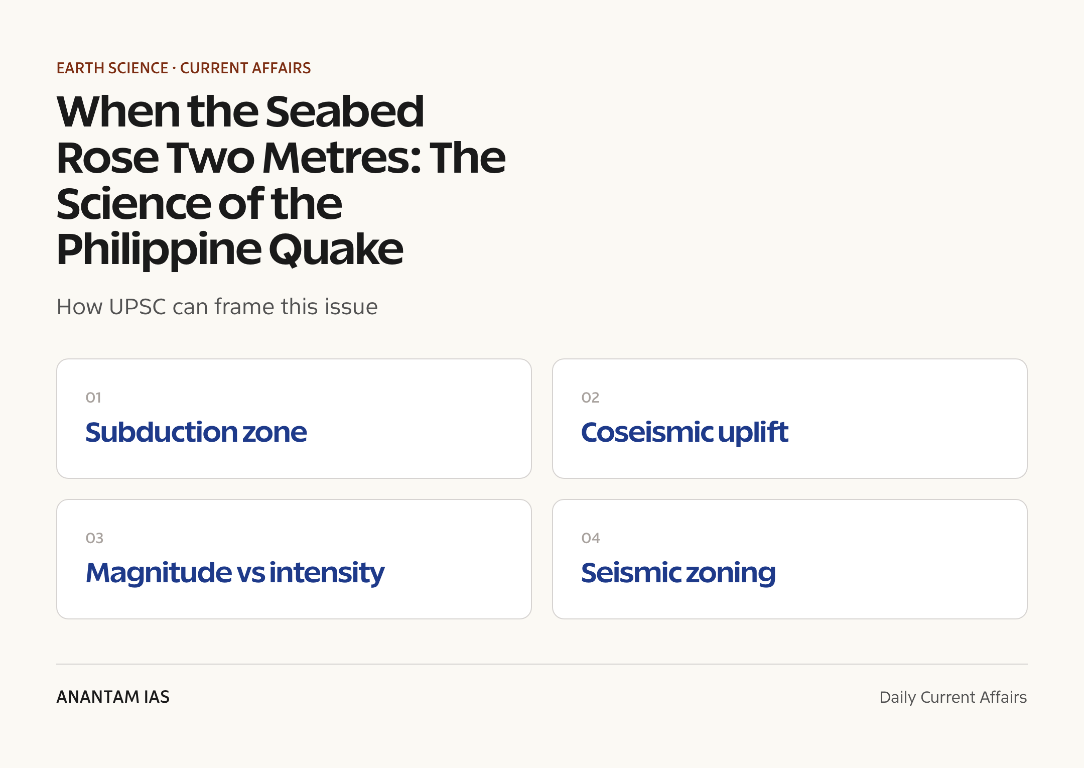 When the Seabed Rose Two Metres: The Science of the Philippine Quake — exam lens