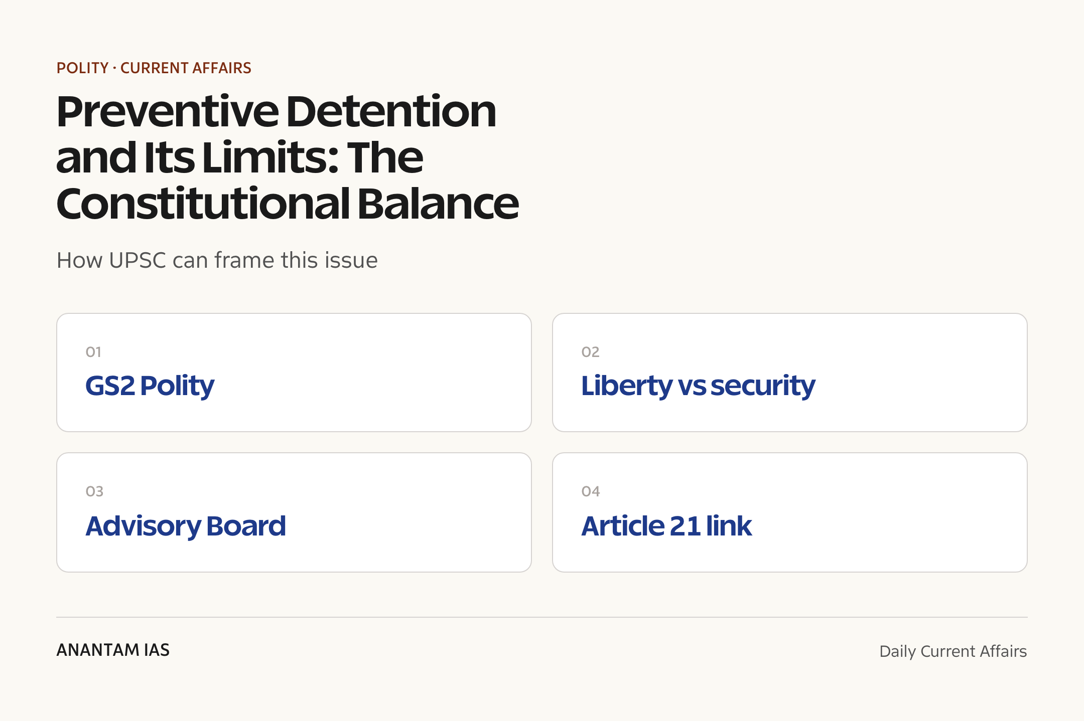 Preventive Detention and Its Limits: The Constitutional Balance — exam lens