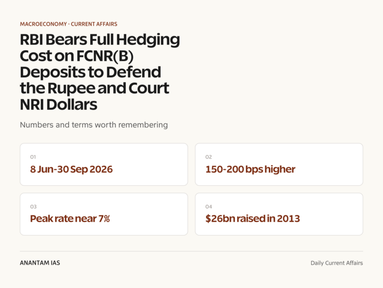 RBI Bears Full Hedging Cost on FCNR(B) Deposits to Defend the Rupee and Court NRI Dollars graphic 1 for UPSC current affairs