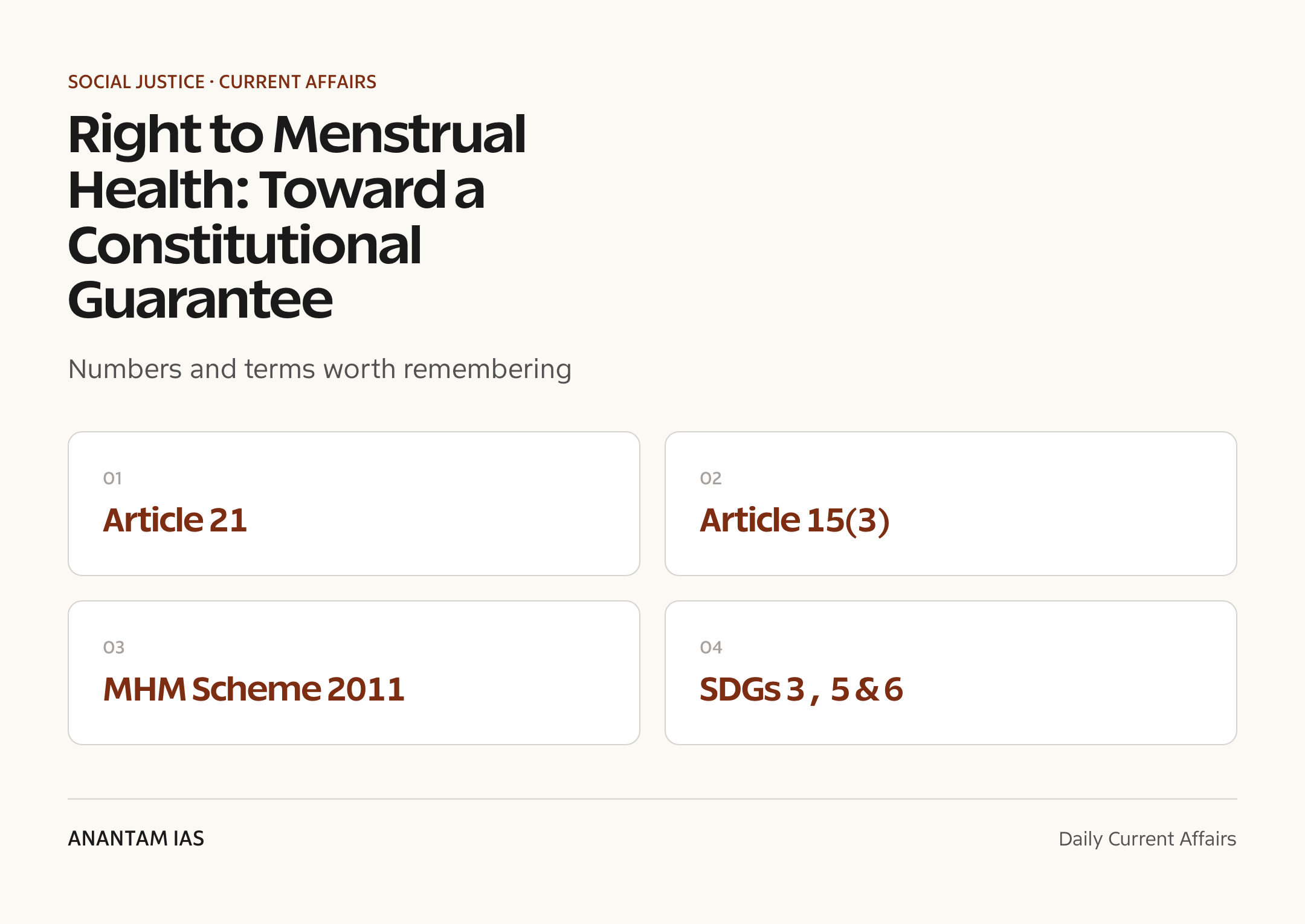 Right to Menstrual Health: Toward a Constitutional Guarantee — quick facts