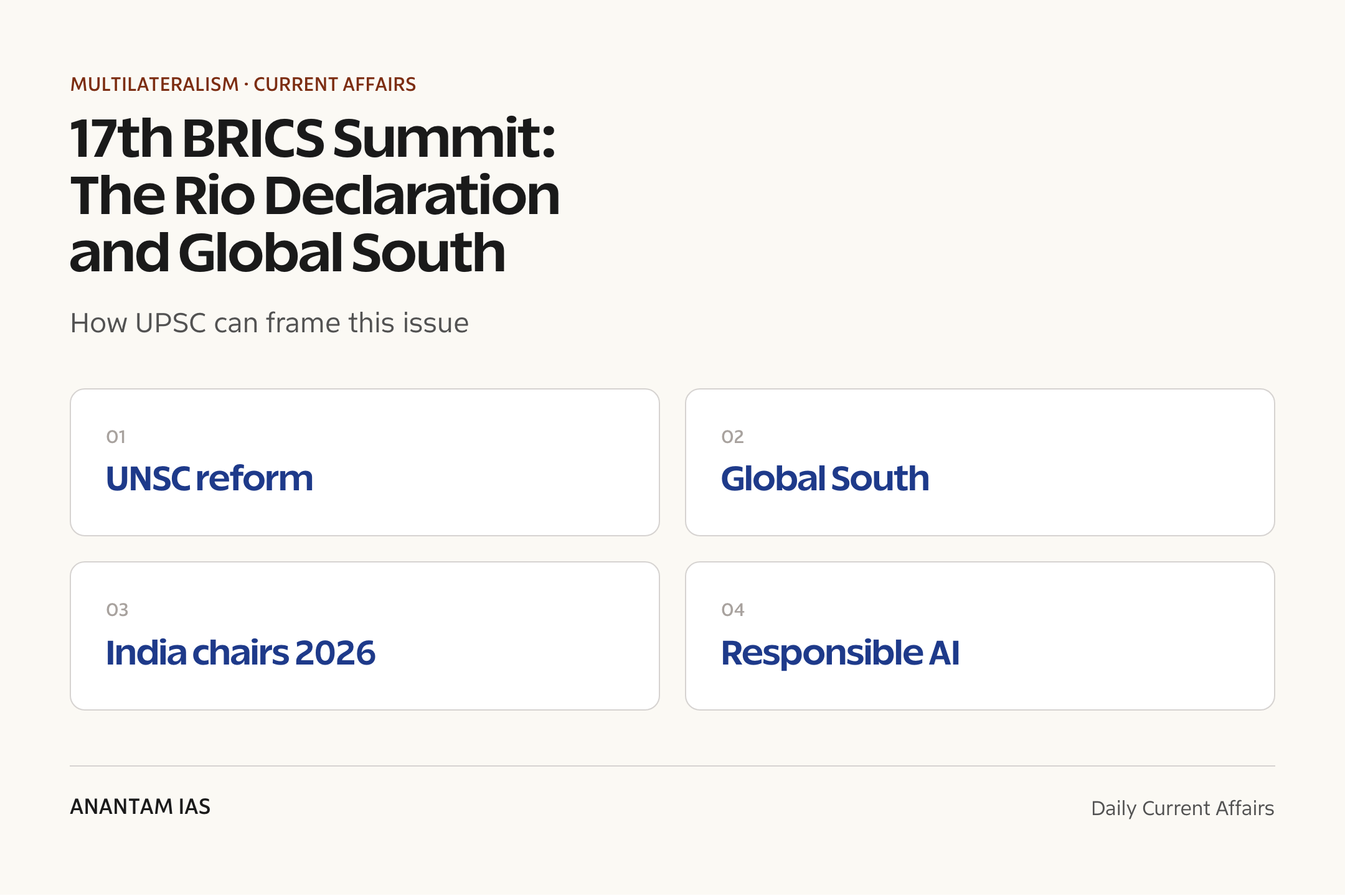 17th BRICS Summit: The Rio Declaration and Global South — exam lens