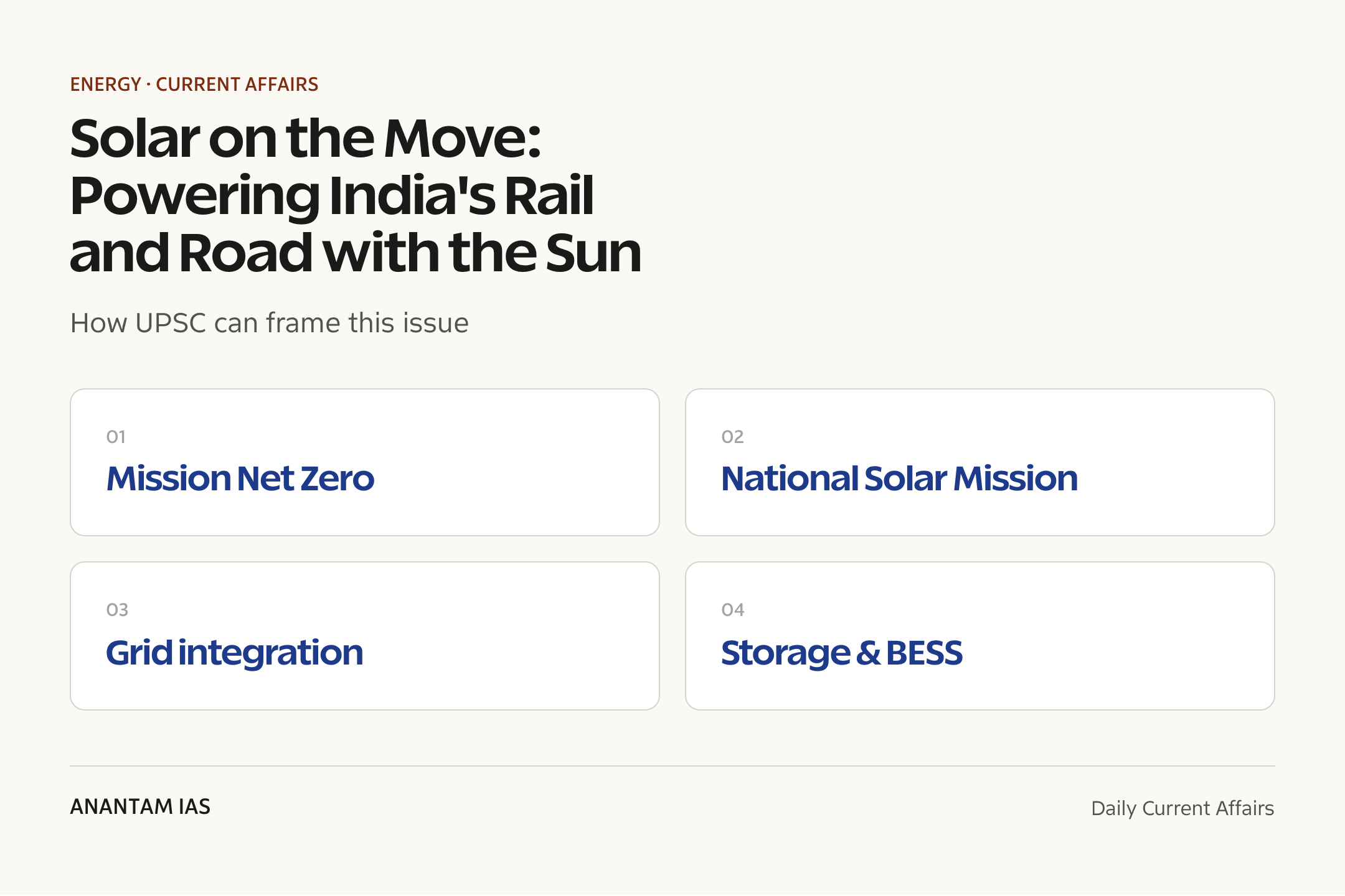 Solar on the Move: Powering India's Rail and Road with the Sun — exam lens