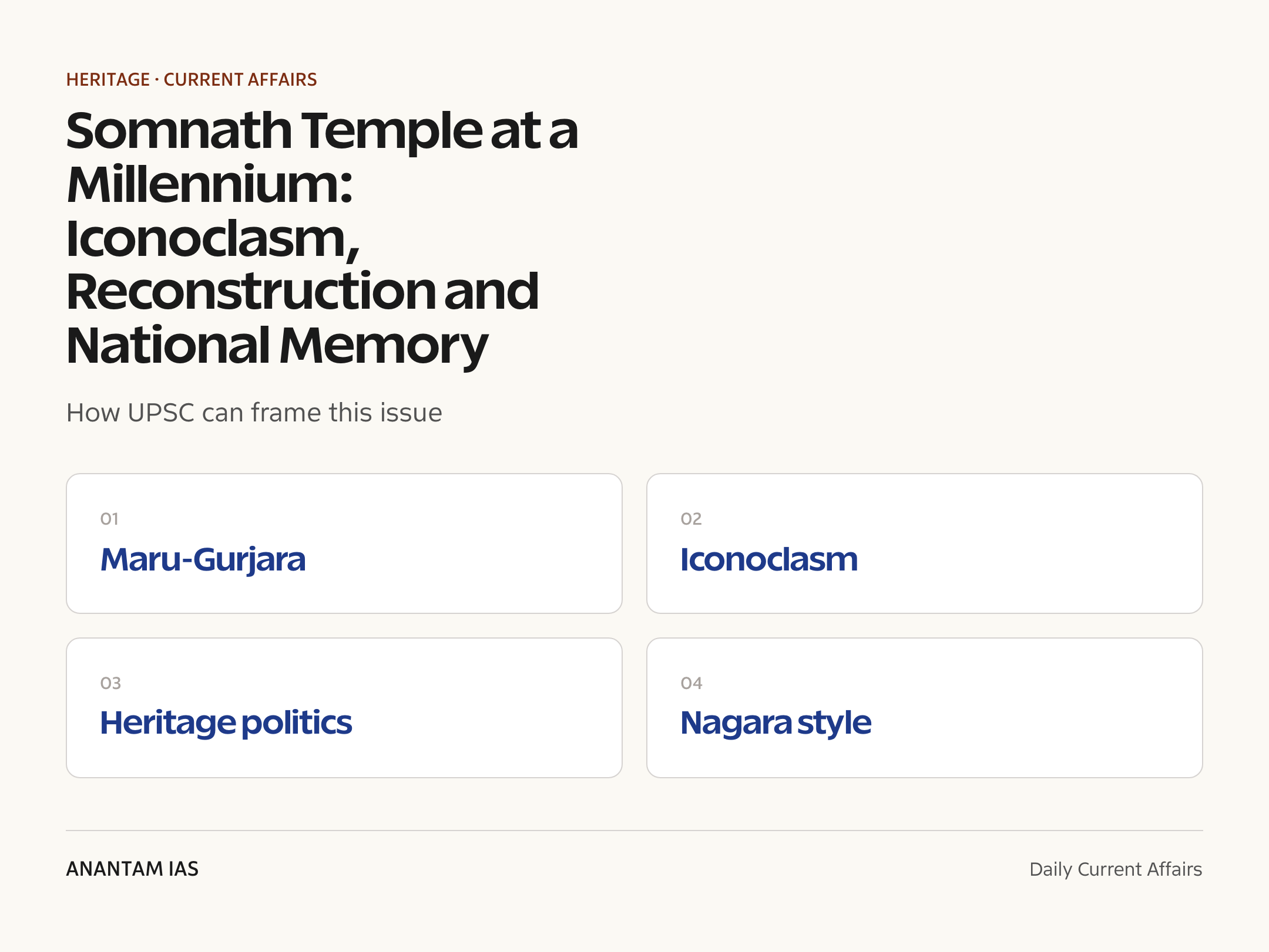 Somnath Temple at a Millennium: Iconoclasm, Reconstruction and National Memory — exam lens
