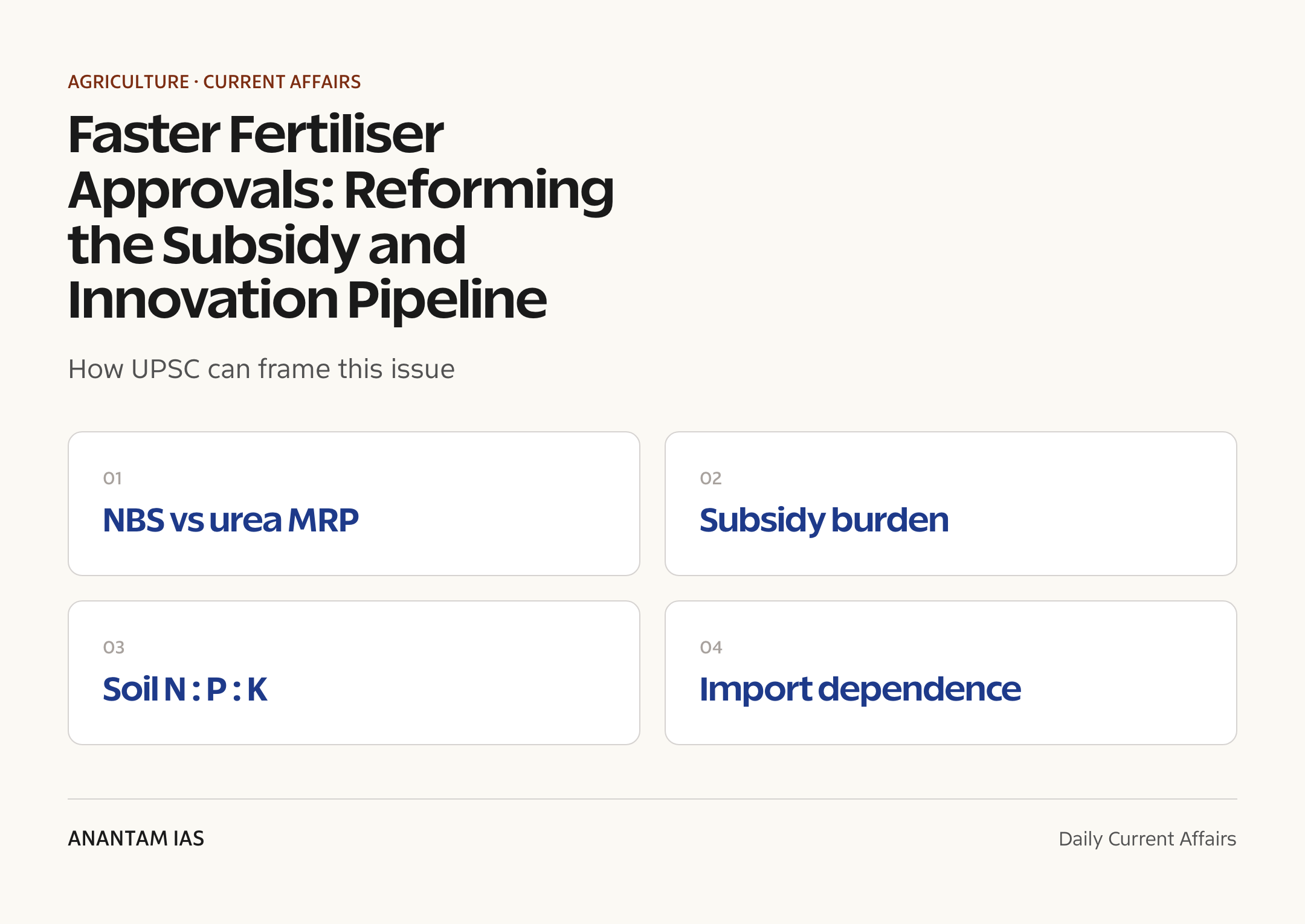 Faster Fertiliser Approvals: Reforming the Subsidy and Innovation Pipeline — exam lens