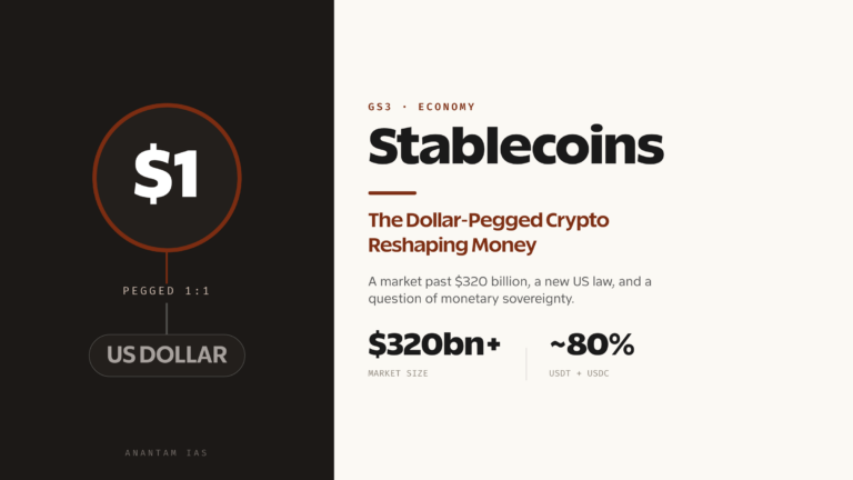 Stablecoins: The Dollar-Pegged Crypto Reshaping Money (UPSC Economy)