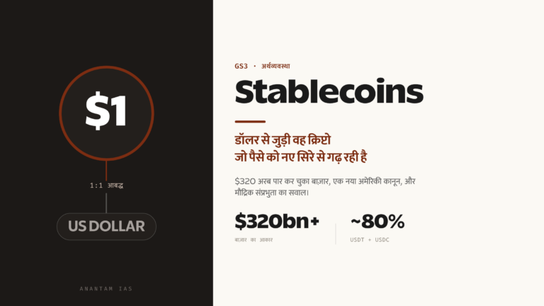 Stablecoins: डॉलर से जुड़ी वह क्रिप्टो जो पैसे को नए सिरे से गढ़ रही है (UPSC Economy)