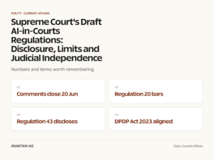 Supreme Court's Draft AI-in-Courts Regulations: Disclosure, Limits and Judicial Independence graphic 1 for UPSC current affairs