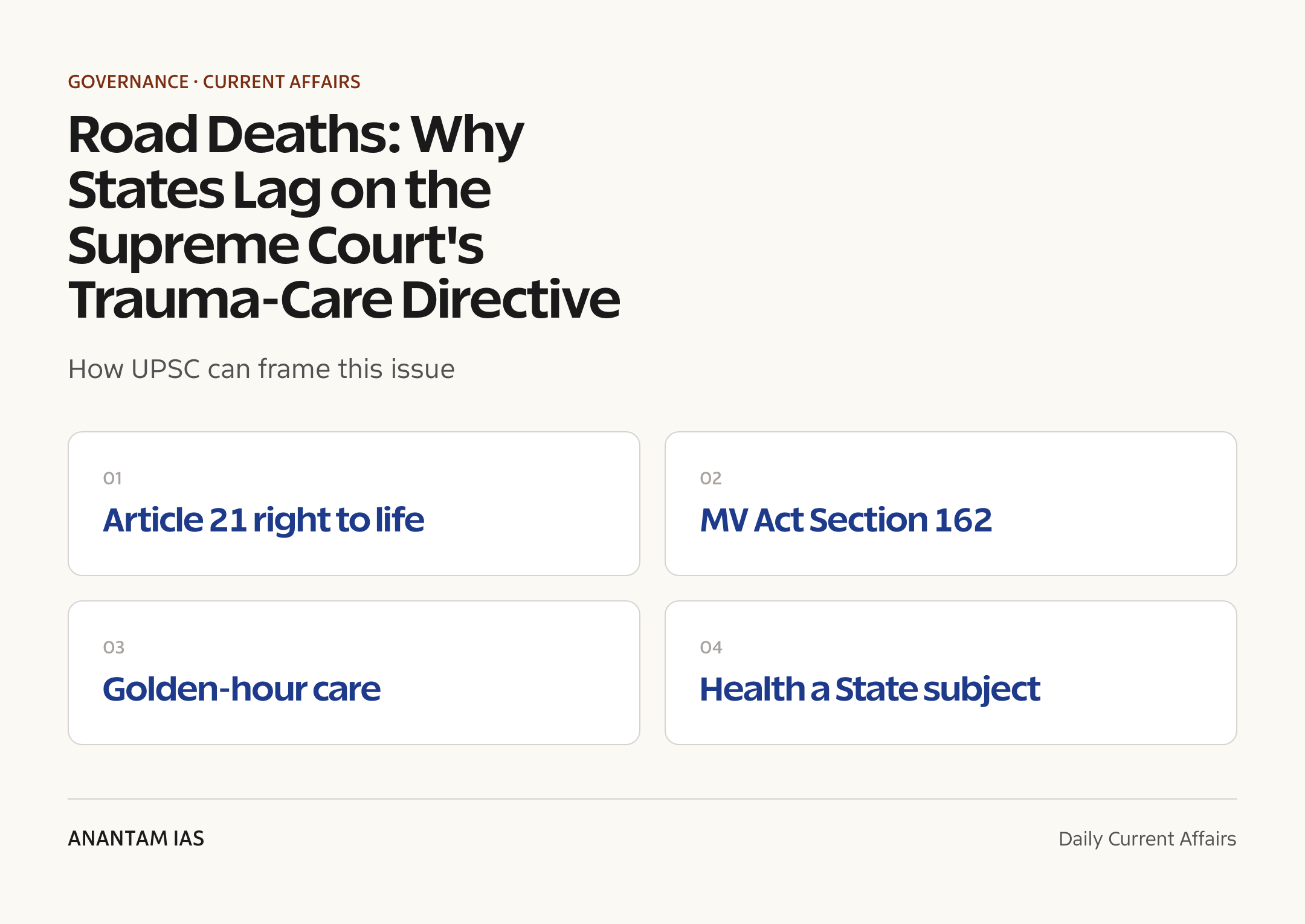 Road Deaths: Why States Lag on the Supreme Court's Trauma-Care Directive — exam lens