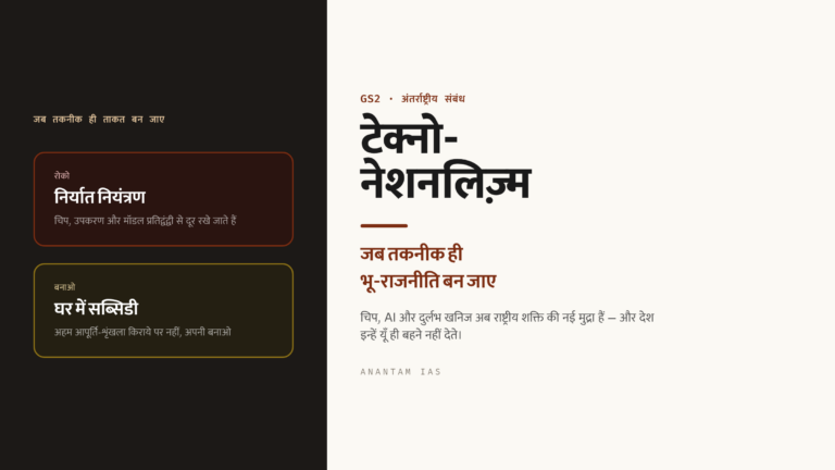 टेक्नो-नेशनलिज़्म: जब तकनीक ही भू-राजनीति बन जाए (UPSC International Relations)