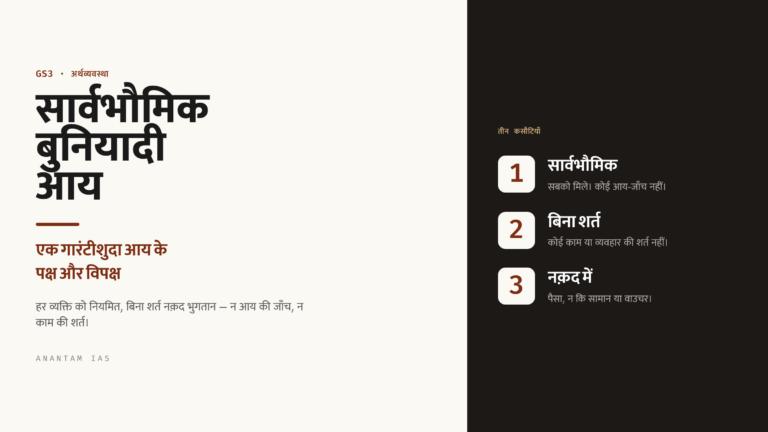 सार्वभौमिक बुनियादी आय (Universal Basic Income, UBI): एक गारंटीशुदा आय के पक्ष और विपक्ष