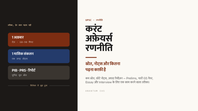 UPSC करंट अफ़ेयर्स रणनीति: स्रोत, नोट्स और कितना पढ़ना काफ़ी है