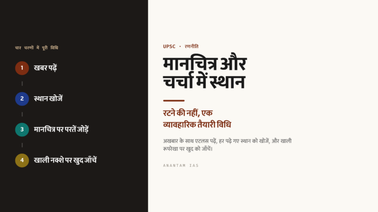 UPSC में मानचित्र आधारित प्रश्न और ‘चर्चा में स्थान’: एक व्यावहारिक तैयारी गाइड