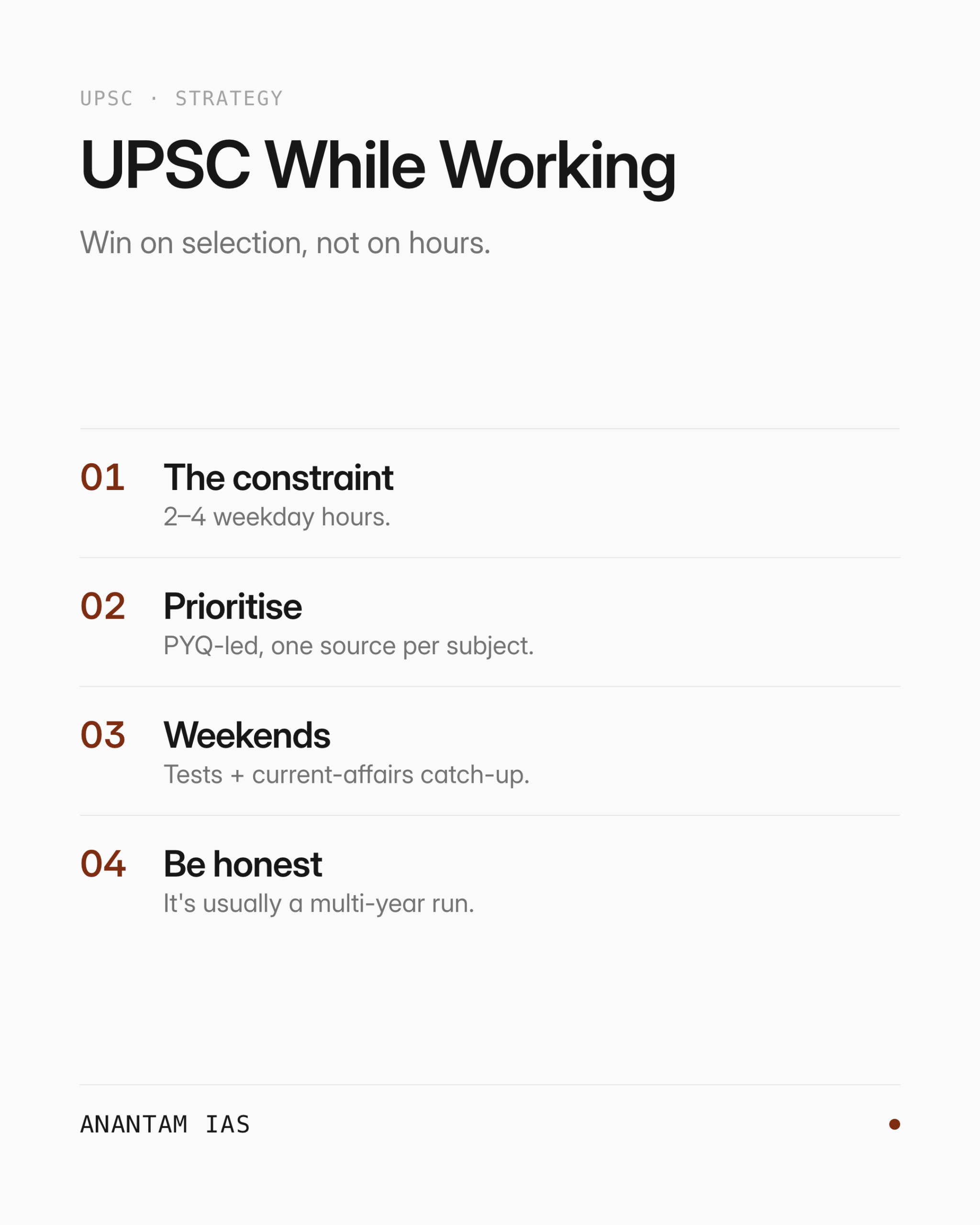 नौकरी के साथ UPSC — एक नज़र में