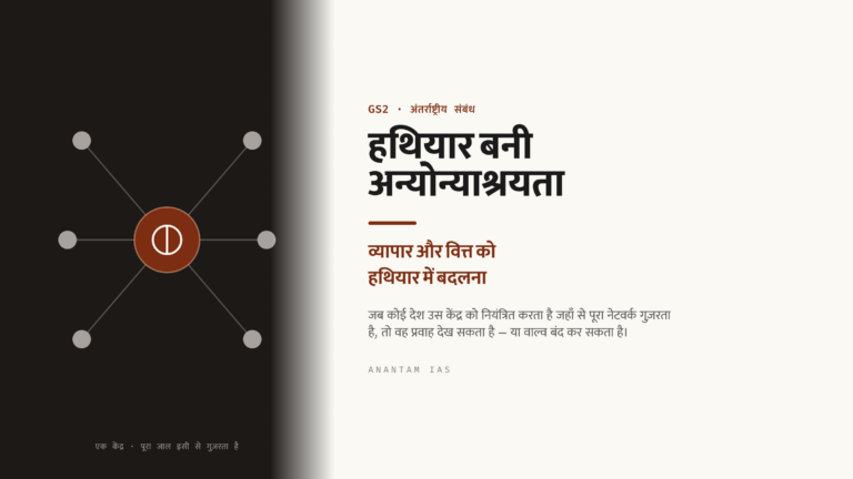 हथियार बनी अन्योन्याश्रयता और भू-अर्थशास्त्र: व्यापार और वित्त को हथियार में बदलना (UPSC International Relations)