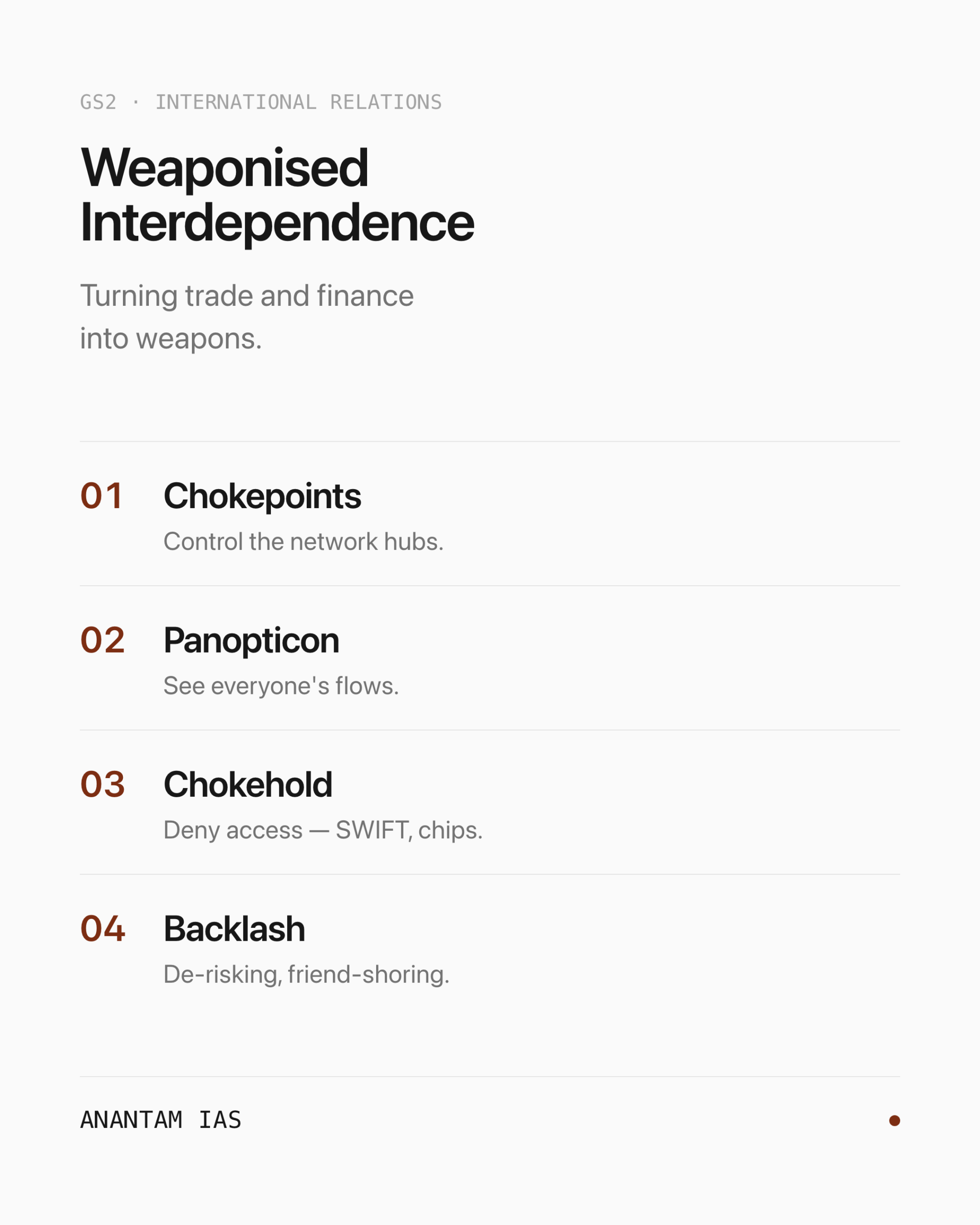 Weaponised Interdependence — एक नज़र में मुख्य विचार