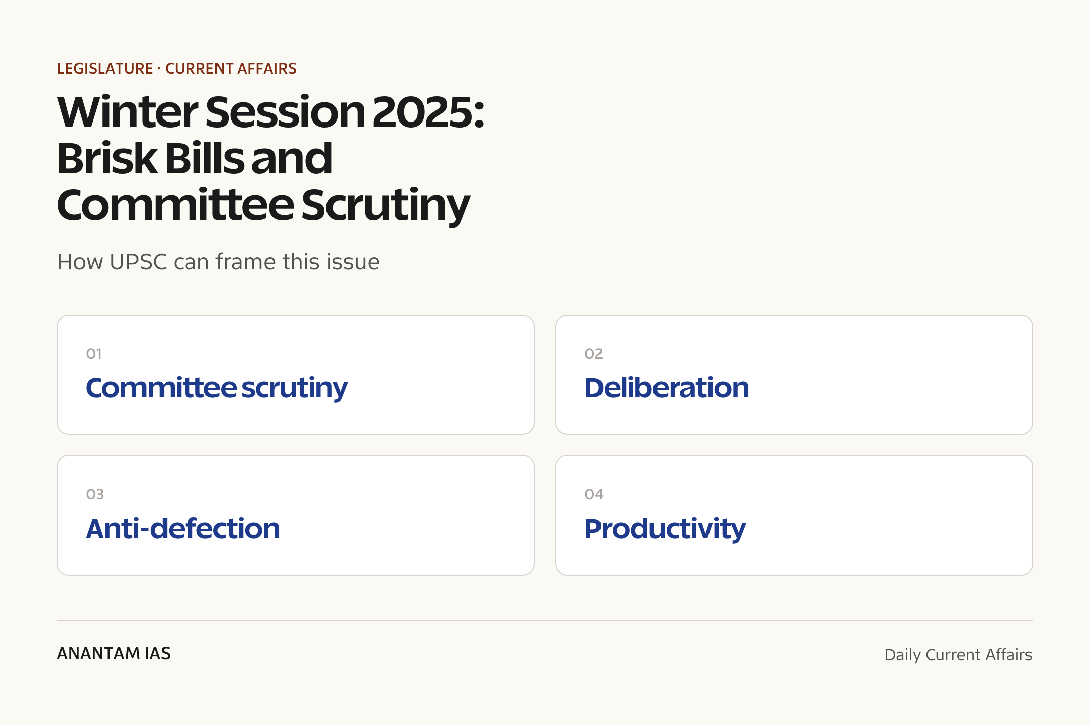 Winter Session 2025: Brisk Bills and Committee Scrutiny — exam lens