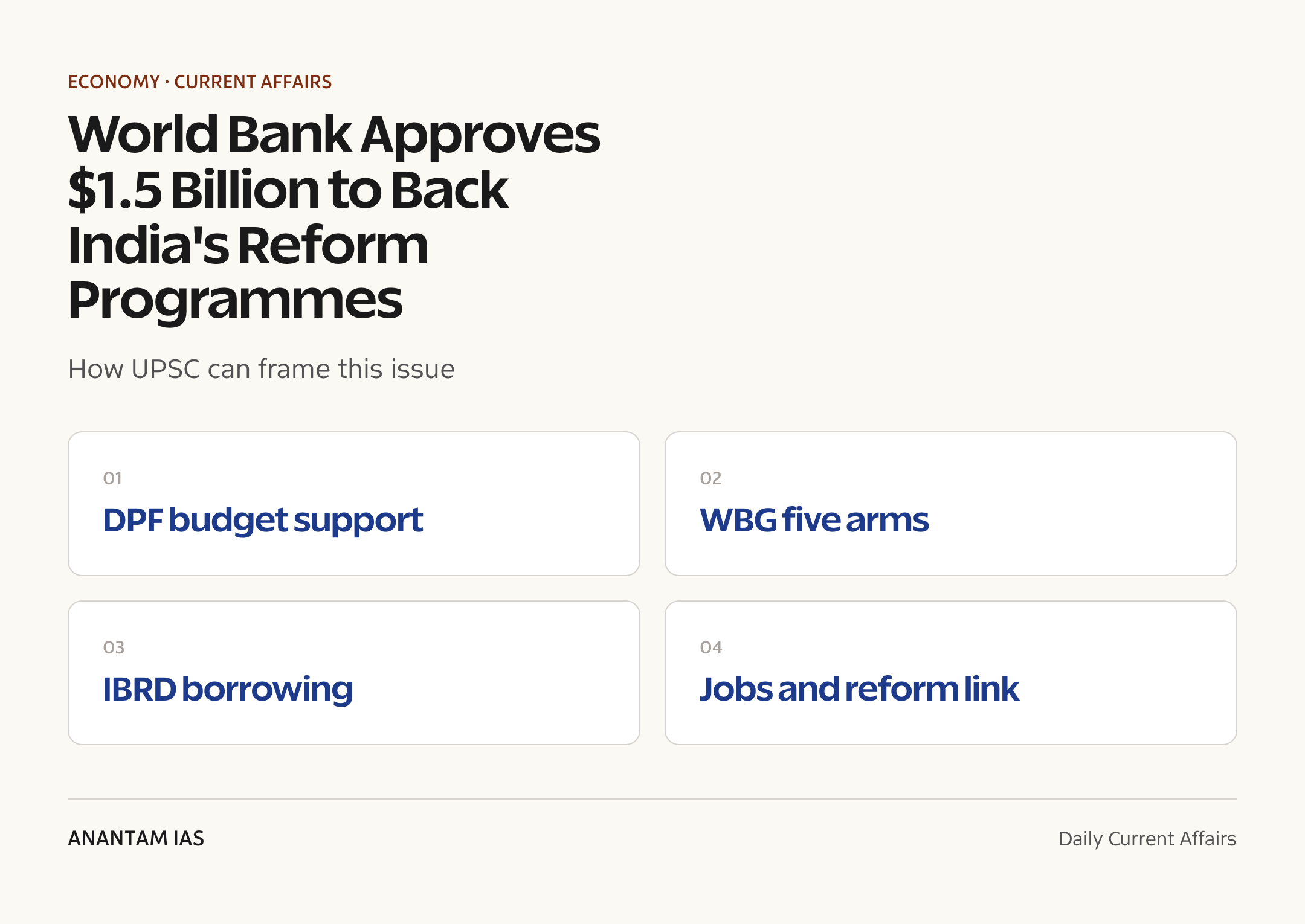 World Bank Approves $1.5 Billion to Back India's Reform Programmes — exam lens