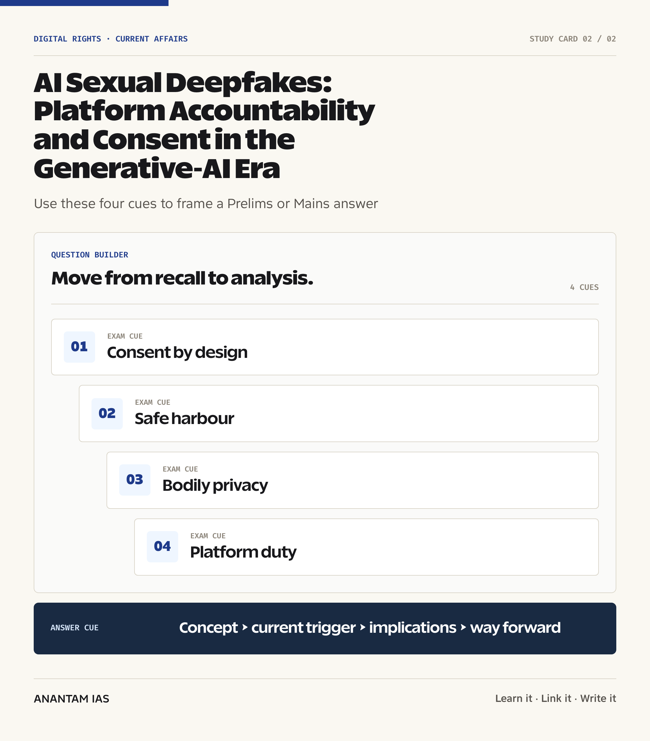 AI Sexual Deepfakes: Platform Accountability and Consent in the Generative-AI Era — exam lens