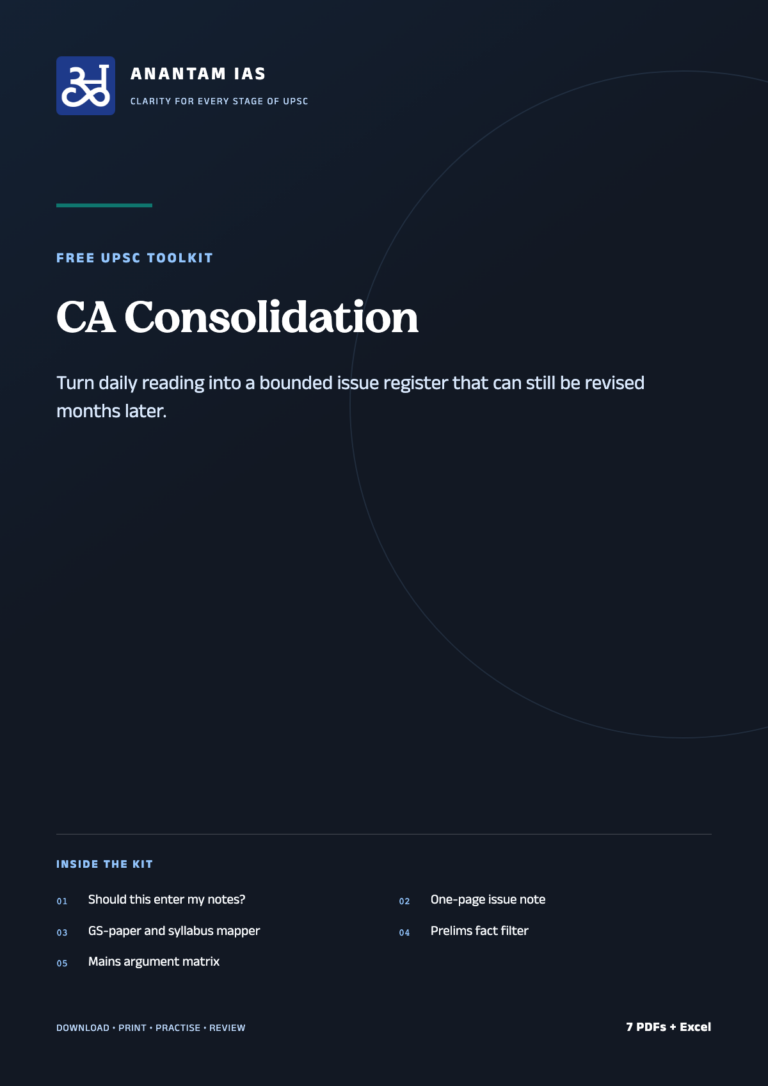 UPSC Current Affairs Consolidation Kit — Printable System + Excel Register