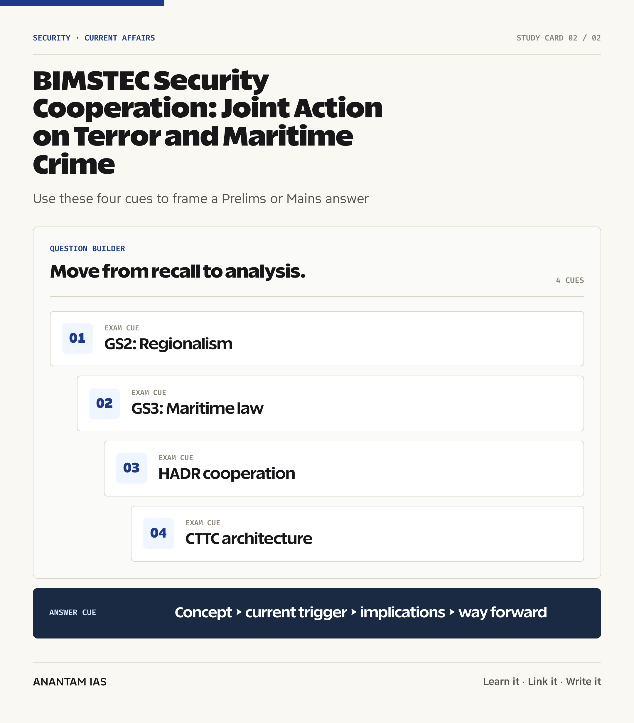 BIMSTEC Security Cooperation: Joint Action on Terror and Maritime Crime — exam lens