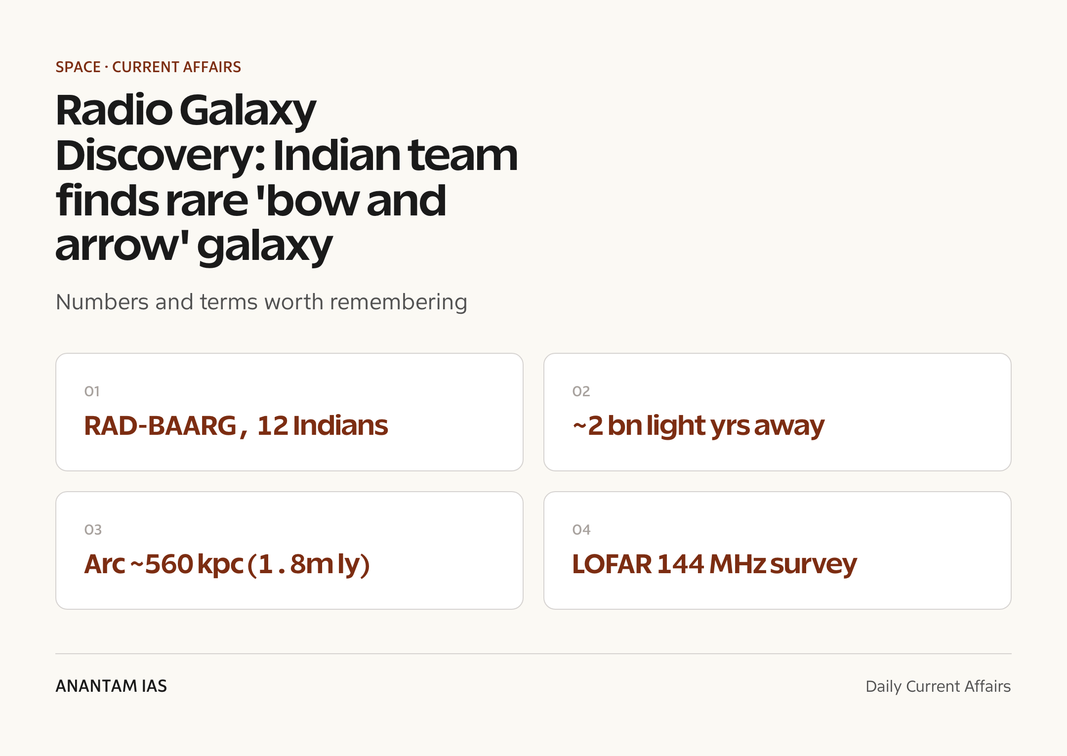 Radio Galaxy Discovery: Indian team finds rare 'bow and arrow' galaxy — quick facts