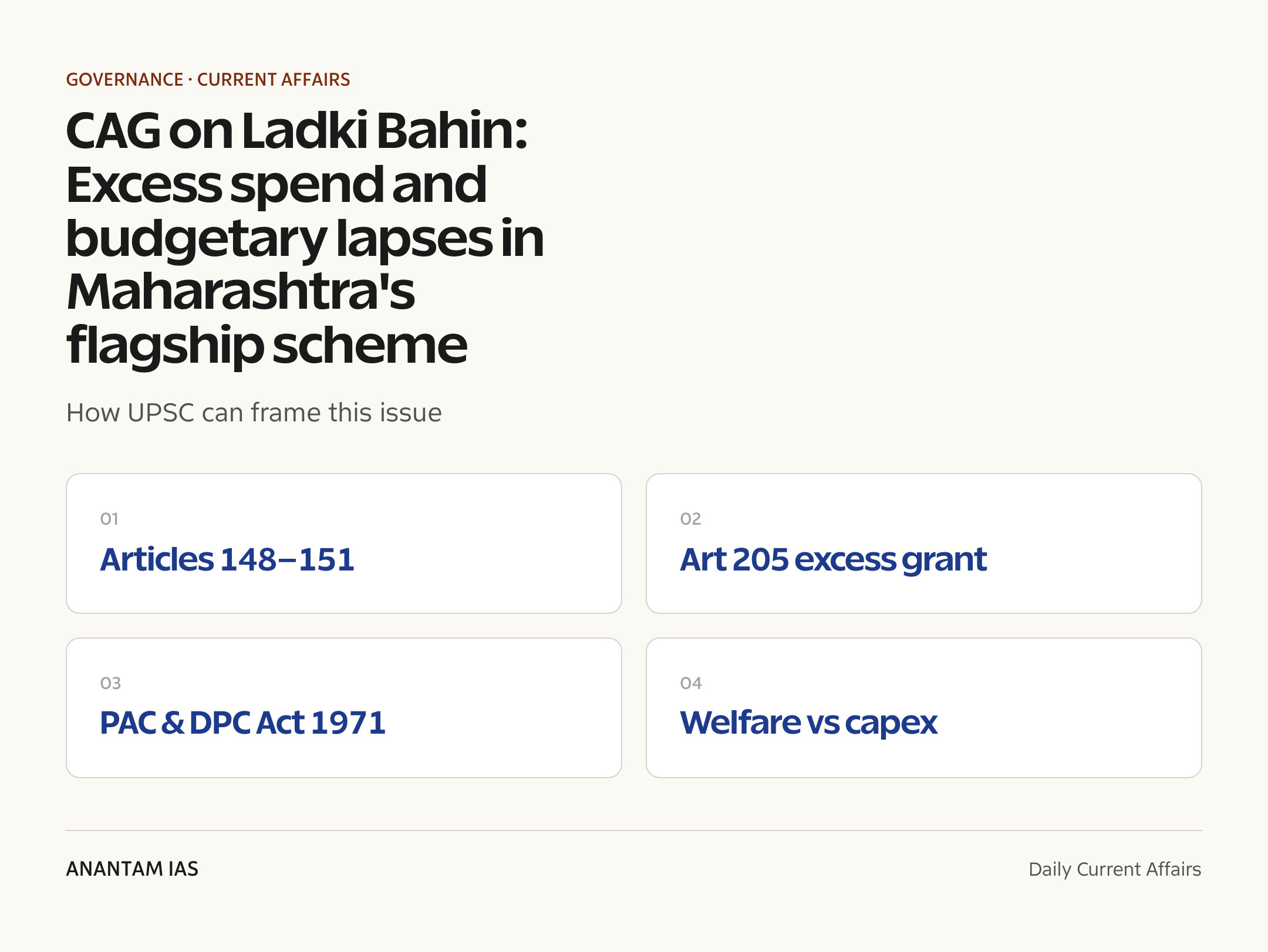 CAG on Ladki Bahin: Excess spend and budgetary lapses in Maharashtra's flagship scheme — exam lens
