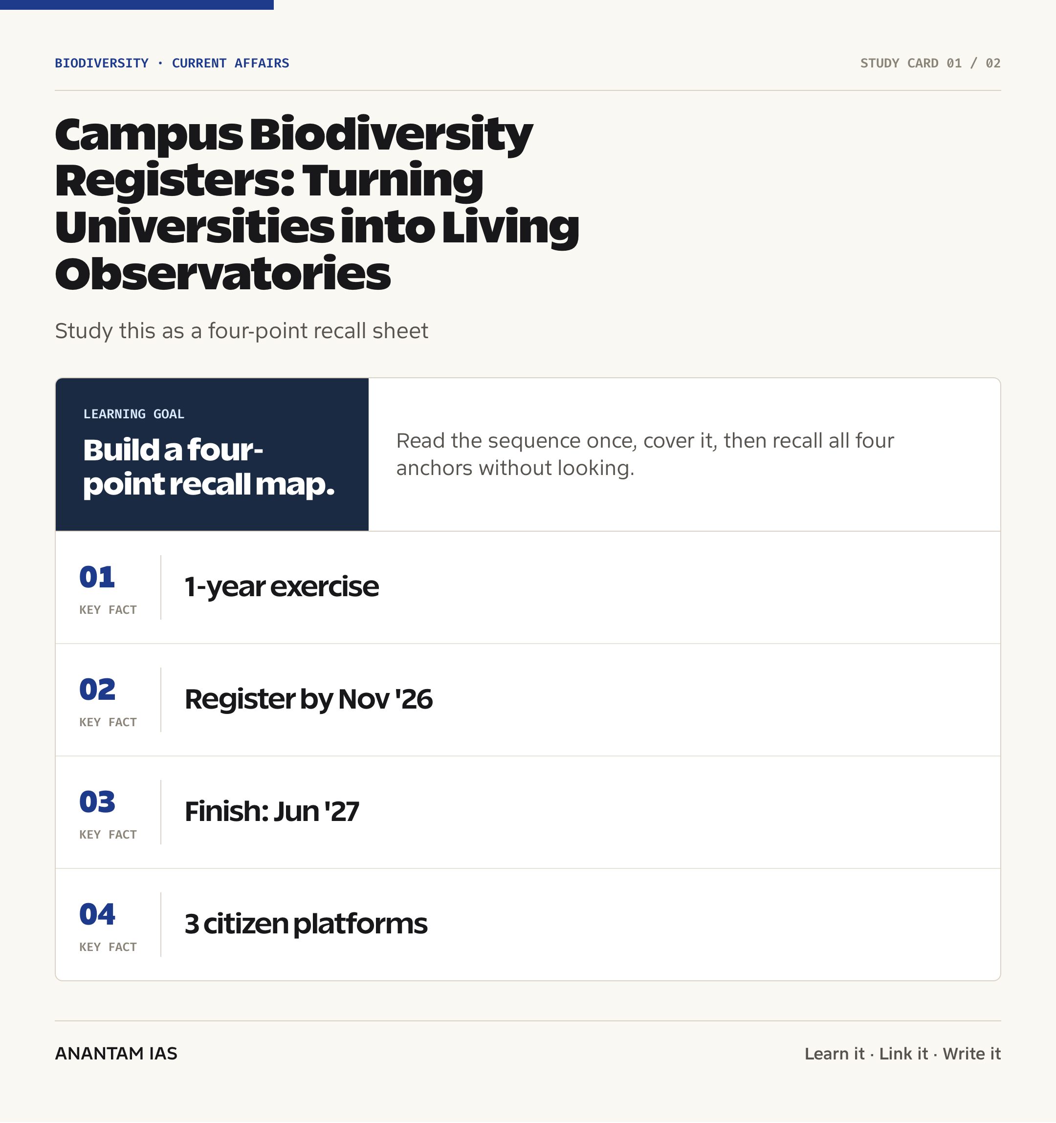 Campus Biodiversity Registers: Turning Universities into Living Observatories — quick facts