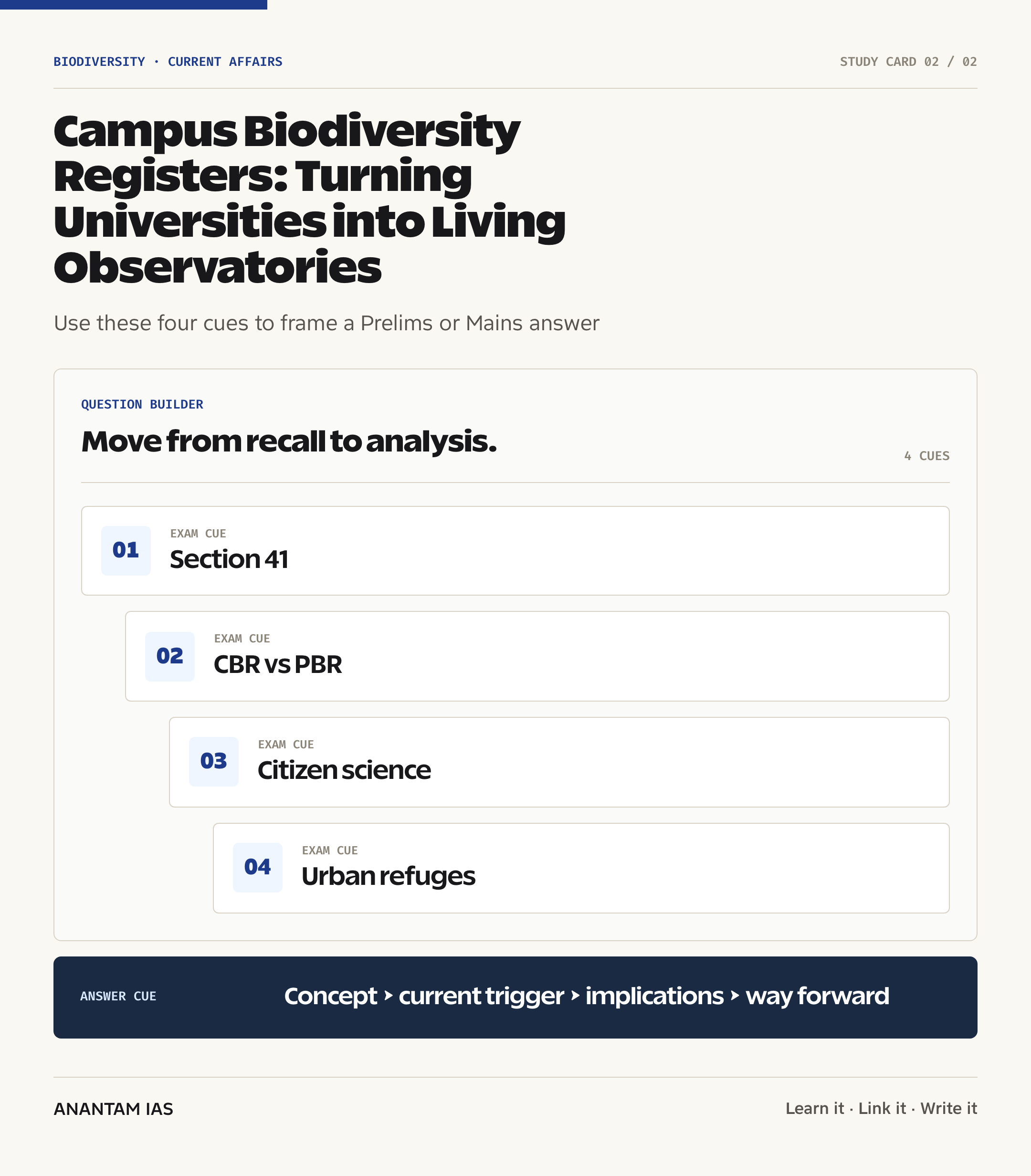 Campus Biodiversity Registers: Turning Universities into Living Observatories — exam lens