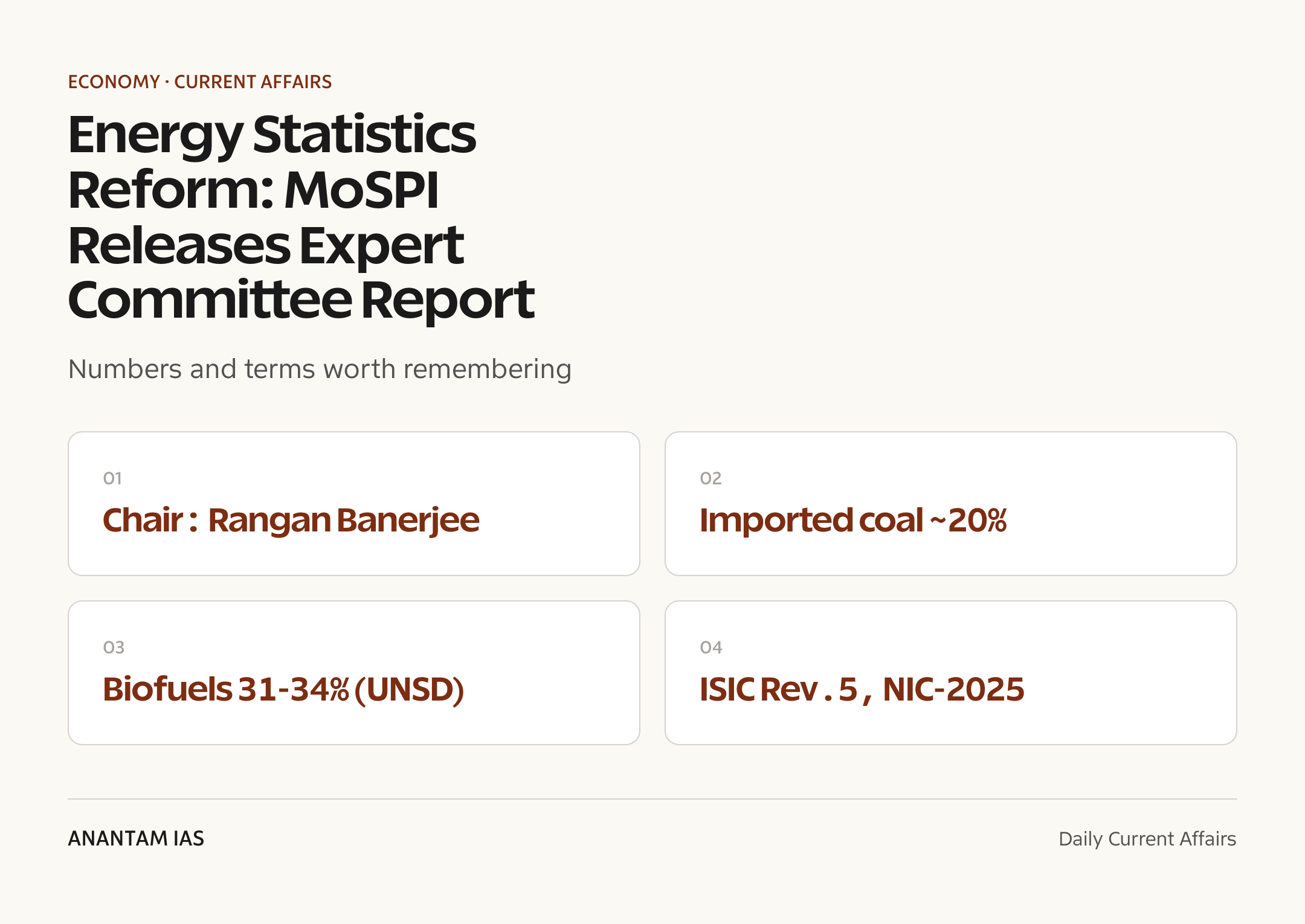 Energy Statistics Reform: MoSPI Releases Expert Committee Report — quick facts