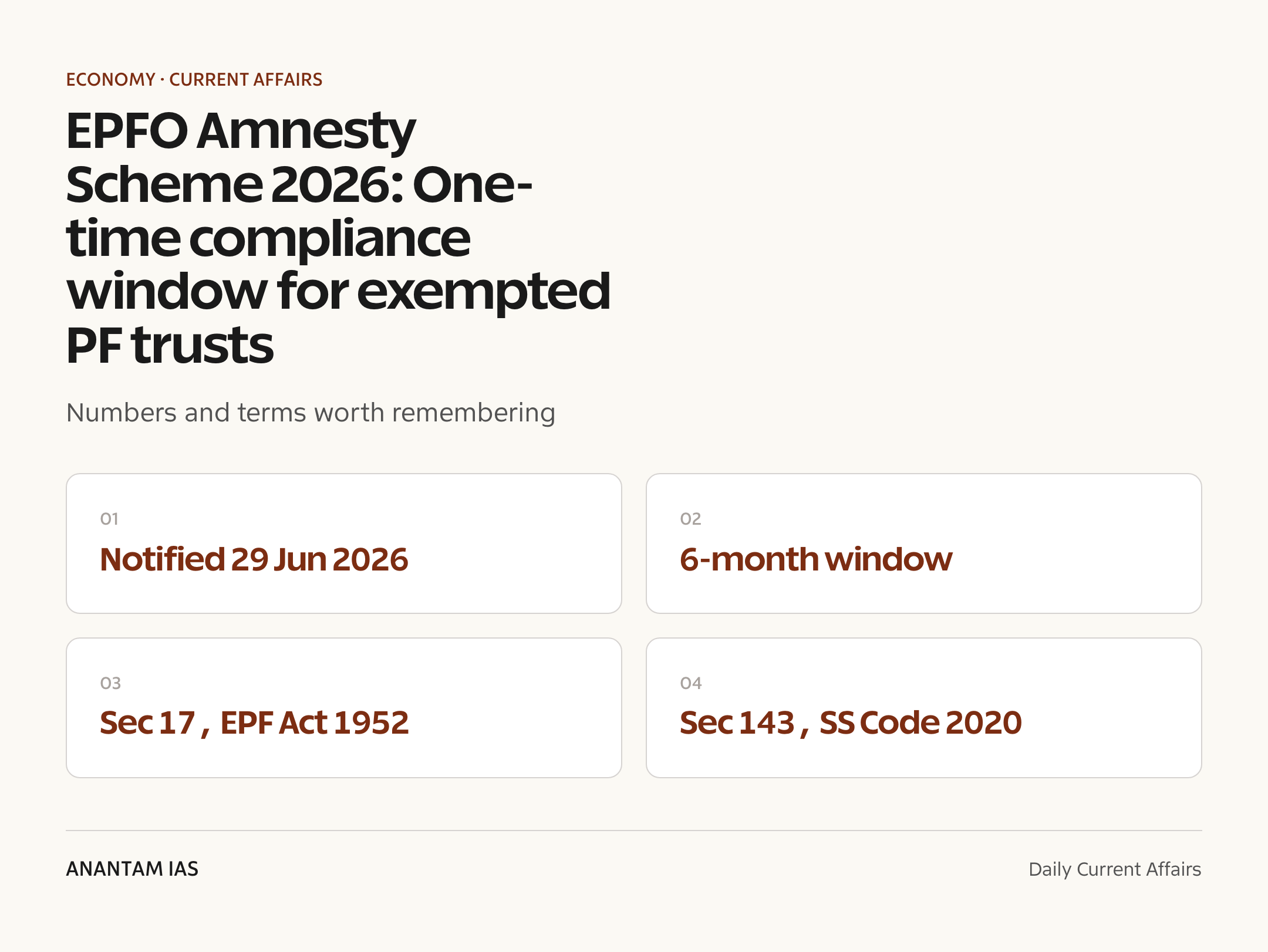 EPFO Amnesty Scheme 2026: One-time compliance window for exempted PF trusts — quick facts