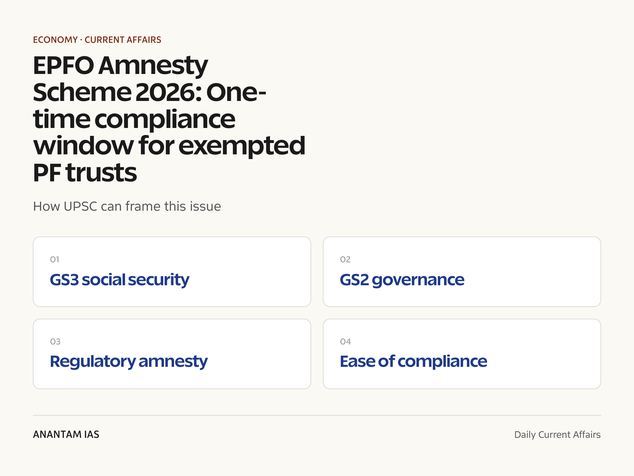 EPFO Amnesty Scheme 2026: One-time compliance window for exempted PF trusts — exam lens