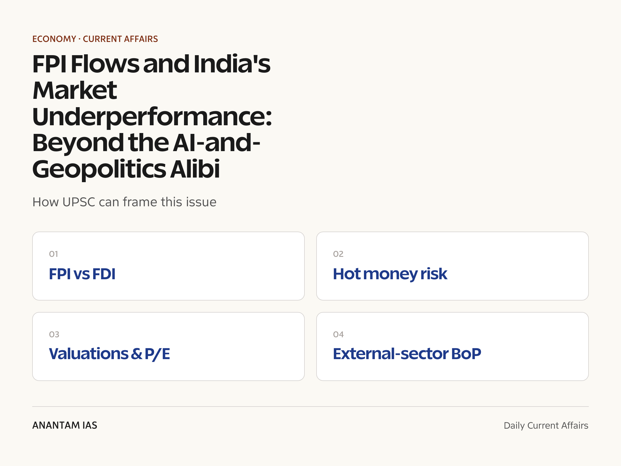 FPI Flows and India's Market Underperformance: Beyond the AI-and-Geopolitics Alibi — exam lens