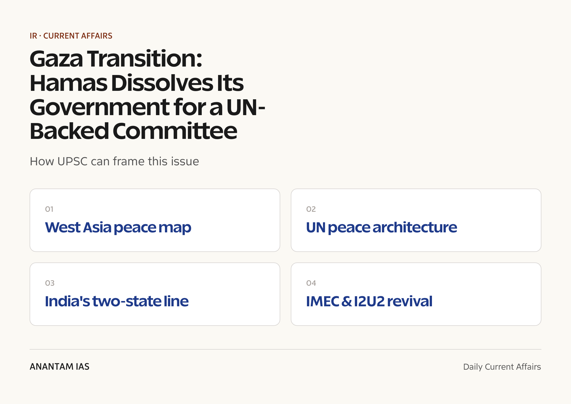 Gaza Transition: Hamas Dissolves Its Government for a UN-Backed Committee — exam lens