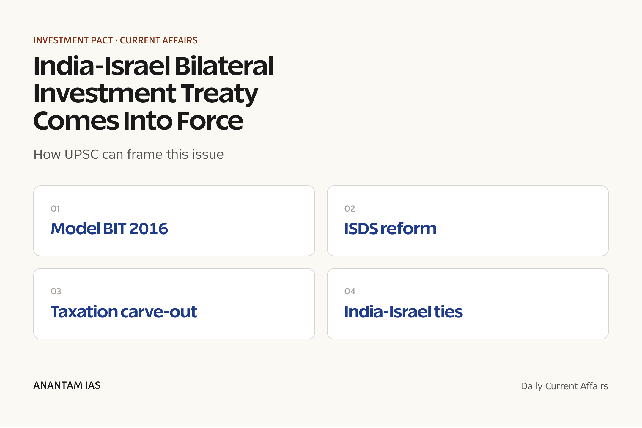 India-Israel Bilateral Investment Treaty Comes Into Force — exam lens