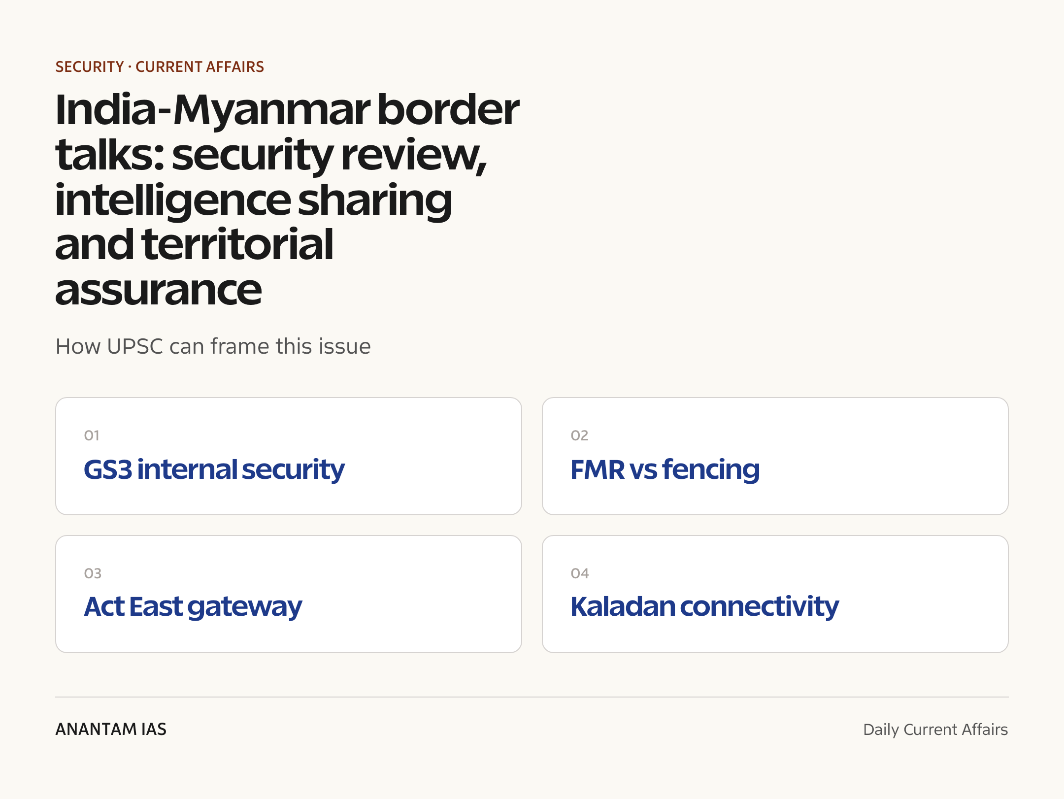 India-Myanmar border talks: security review, intelligence sharing and territorial assurance — exam lens