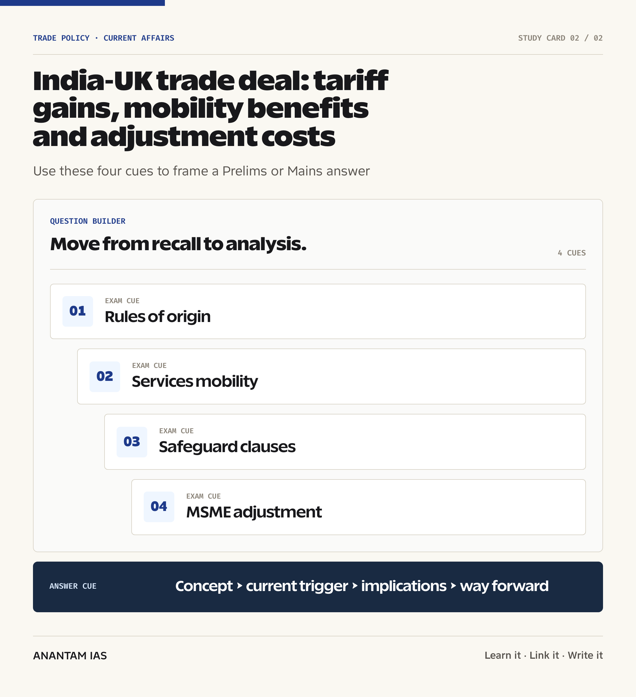 India-UK trade deal: tariff gains, mobility benefits and adjustment costs — exam lens