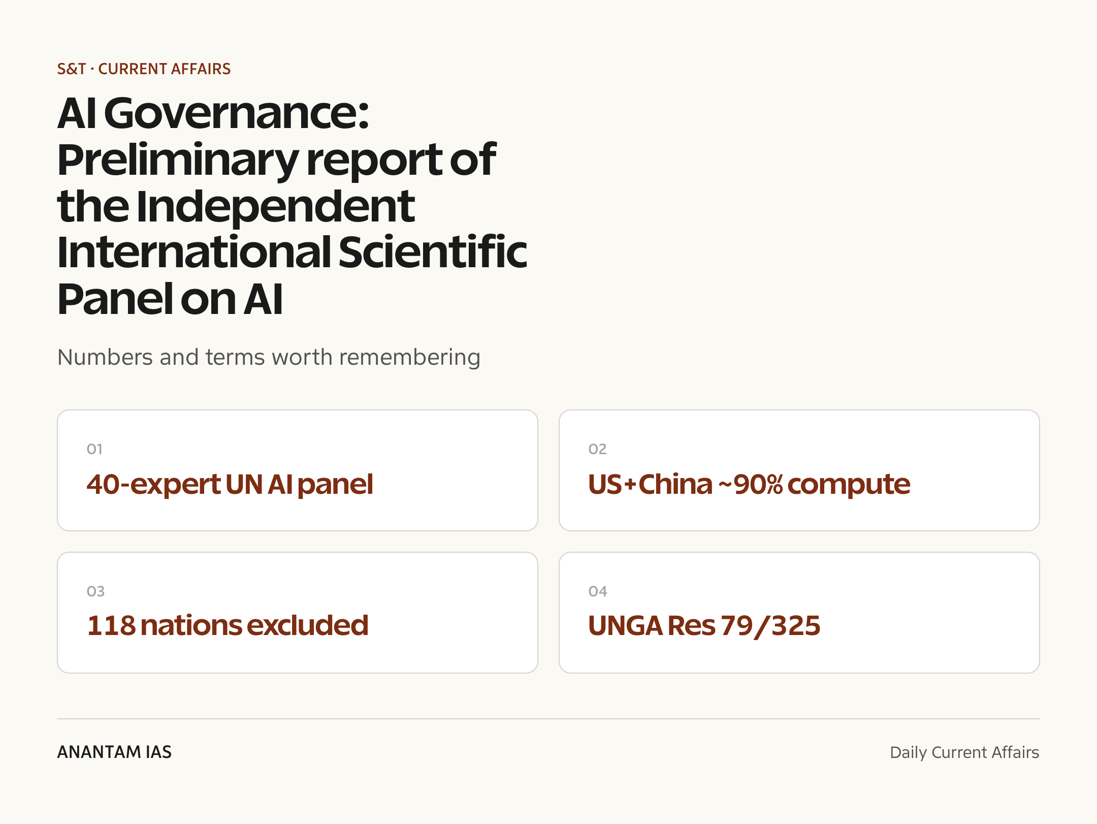 AI Governance: Preliminary report of the Independent International Scientific Panel on AI — quick facts