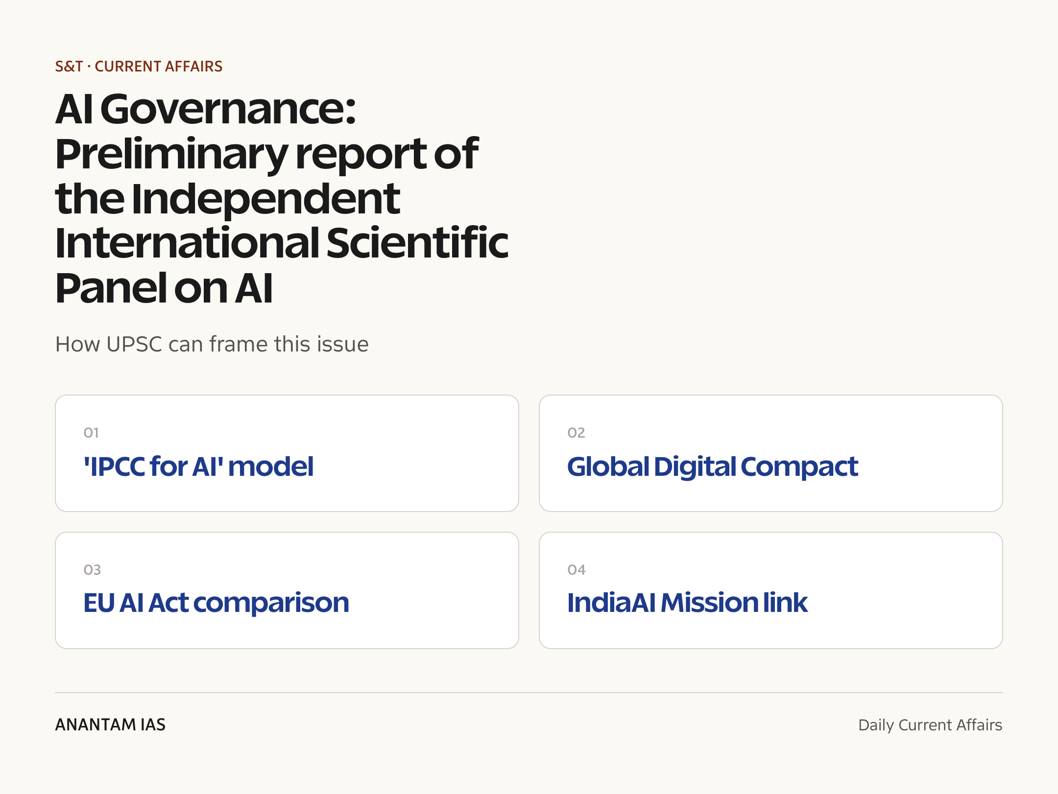 AI Governance: Preliminary report of the Independent International Scientific Panel on AI — exam lens