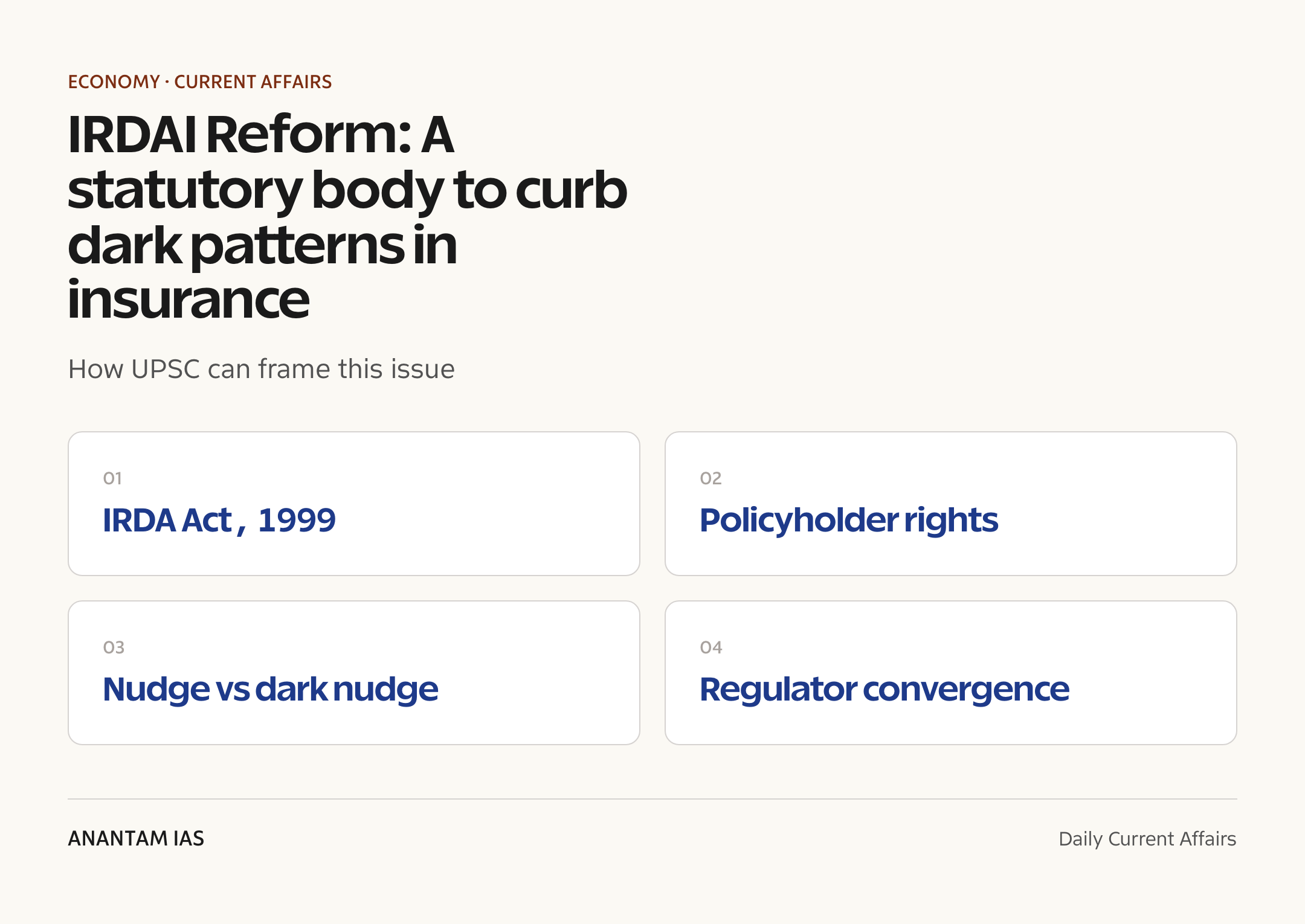 IRDAI Reform: A statutory body to curb dark patterns in insurance — exam lens