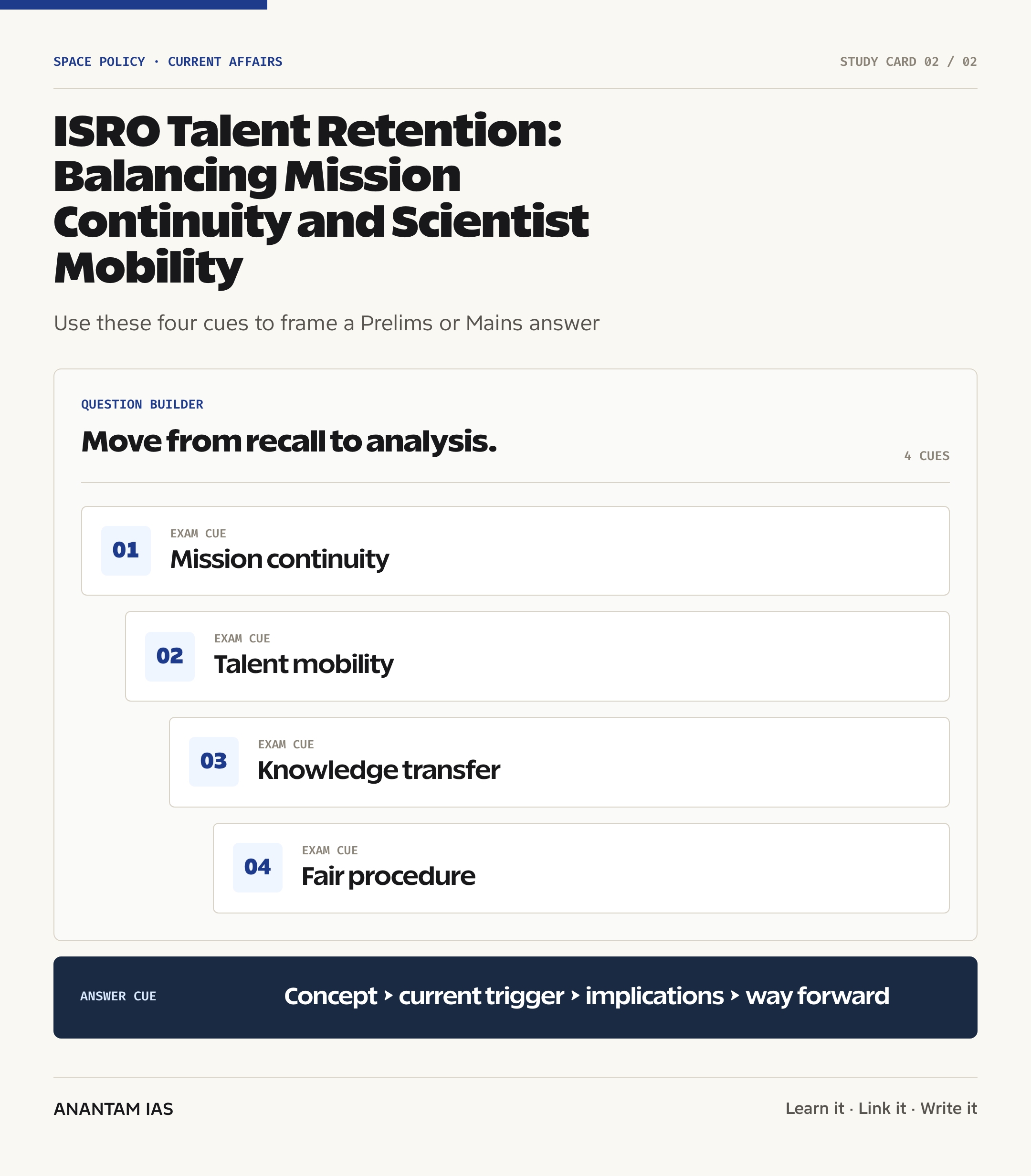 ISRO Talent Retention: Balancing Mission Continuity and Scientist Mobility — exam lens