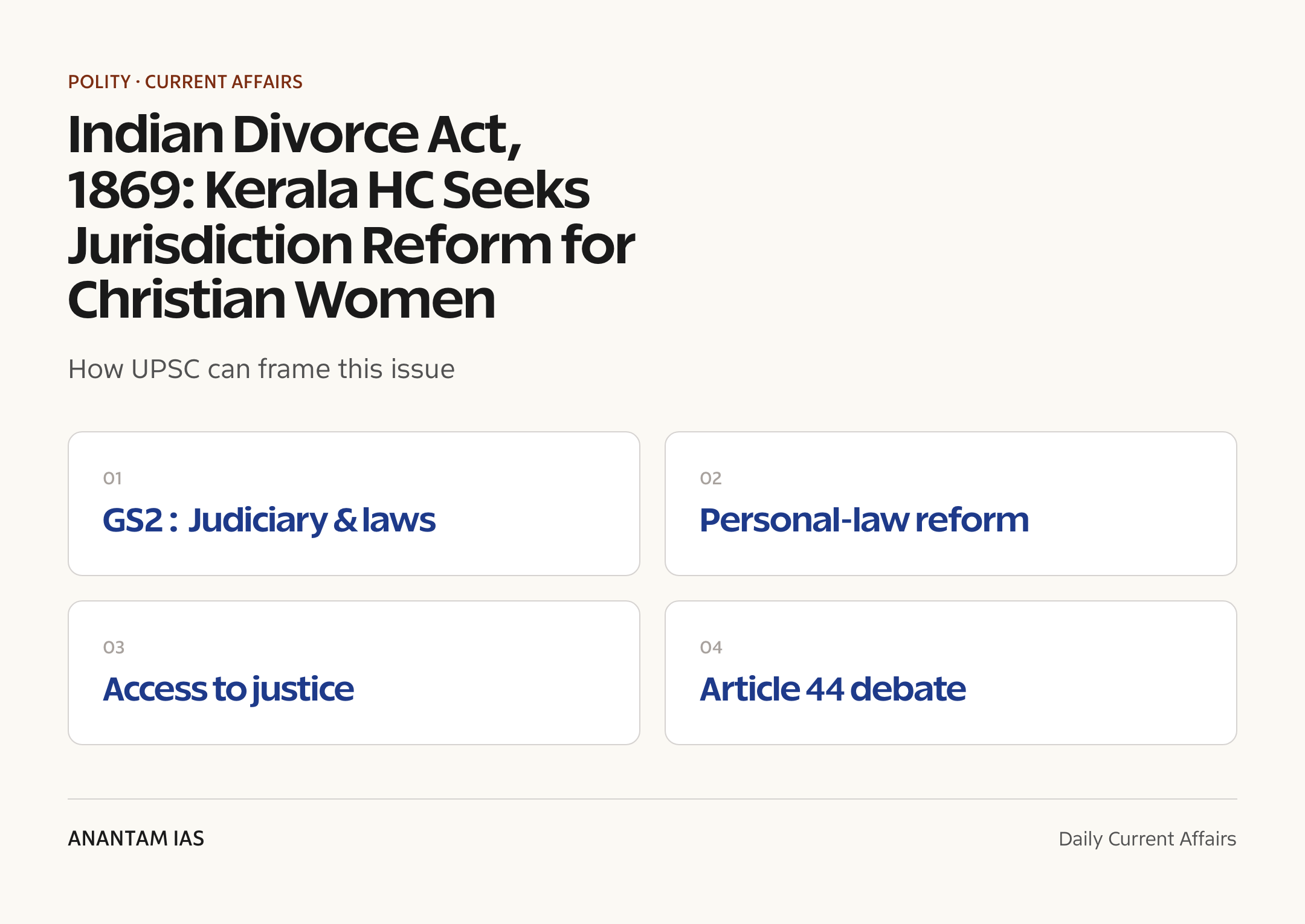 Indian Divorce Act, 1869: Kerala HC Seeks Jurisdiction Reform for Christian Women — exam lens