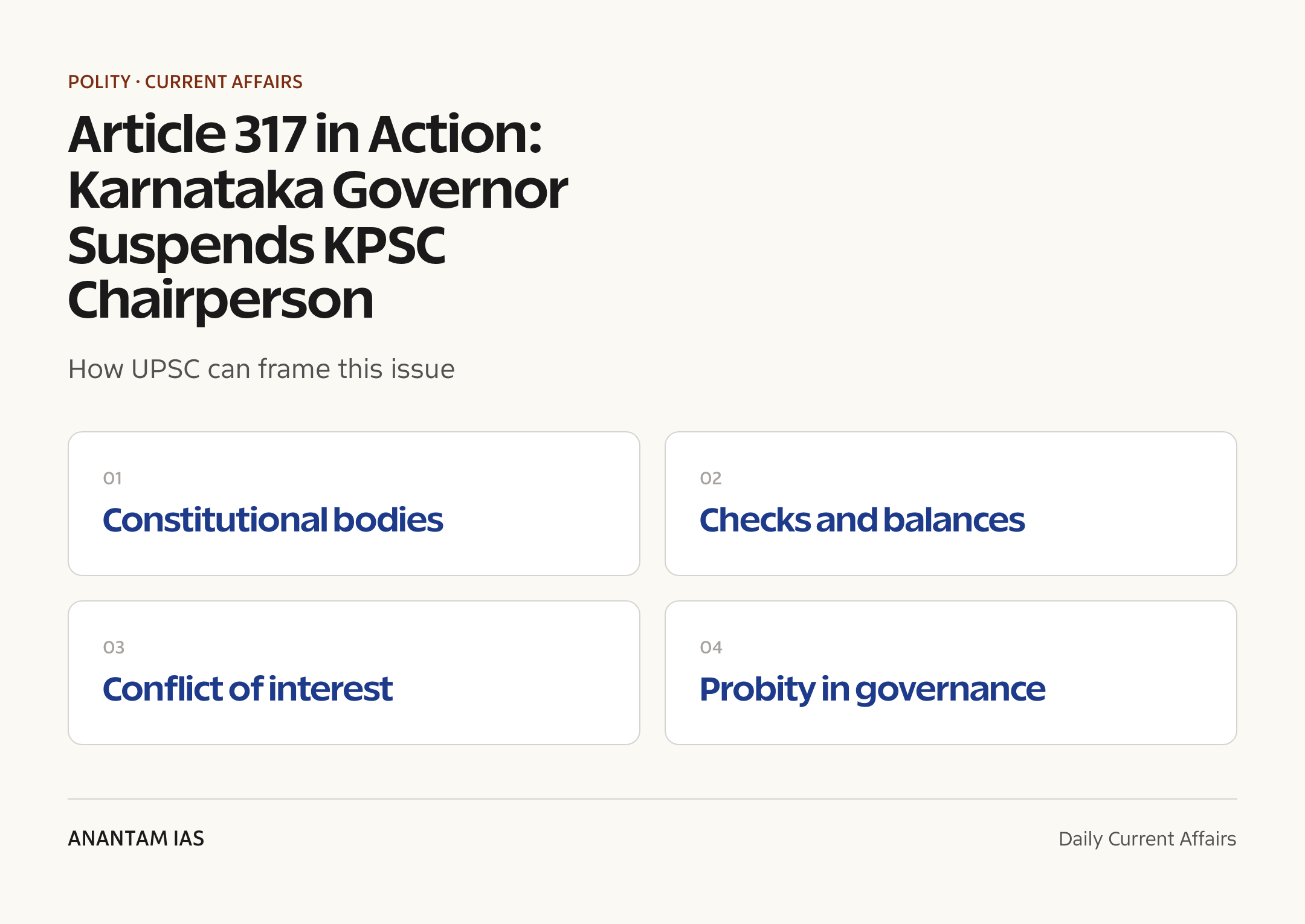 Article 317 in Action: Karnataka Governor Suspends KPSC Chairperson — exam lens
